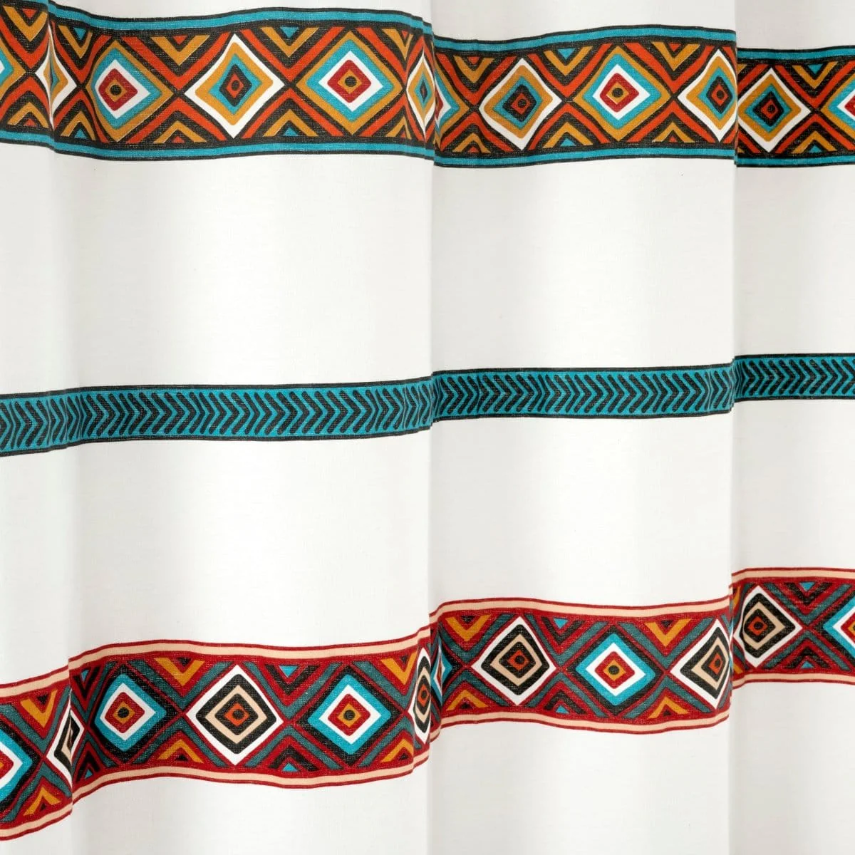 Ava Boho Stripe Tassel Yarn Dyed Recycled Cotton Shower Curtain - Image 9