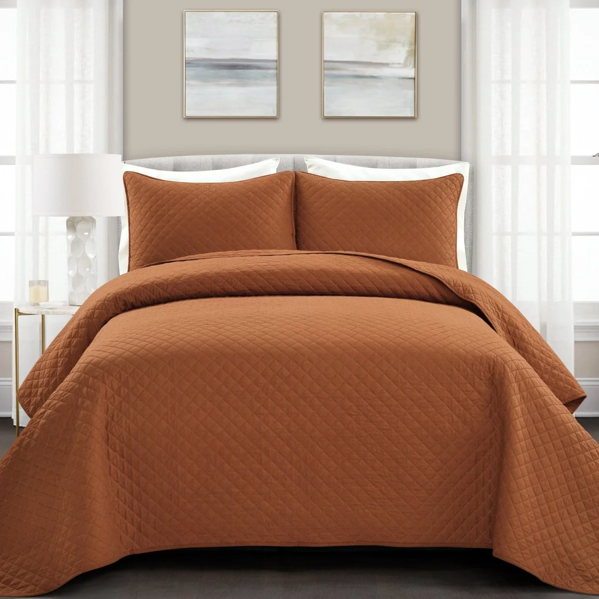 Ava Diamond Oversized Cotton Quilt Set - Image 33