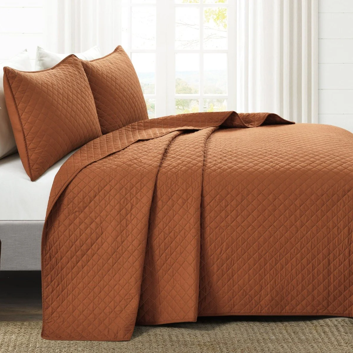 Ava Diamond Oversized Cotton Quilt Set - Image 37