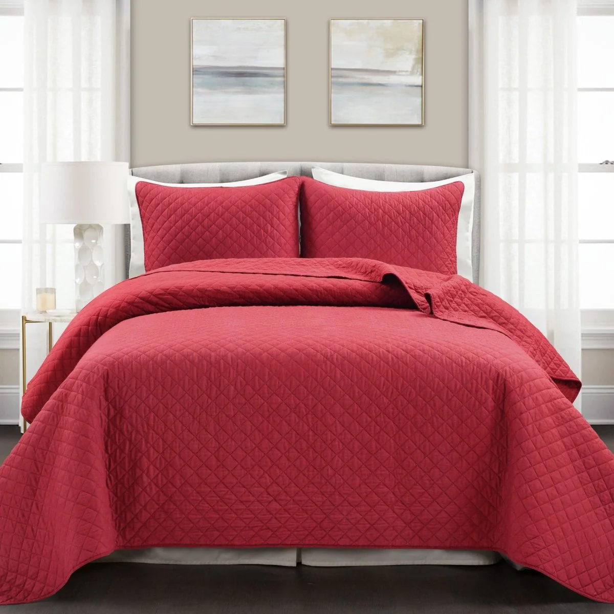 Ava Diamond Oversized Cotton Quilt Set - Image 4