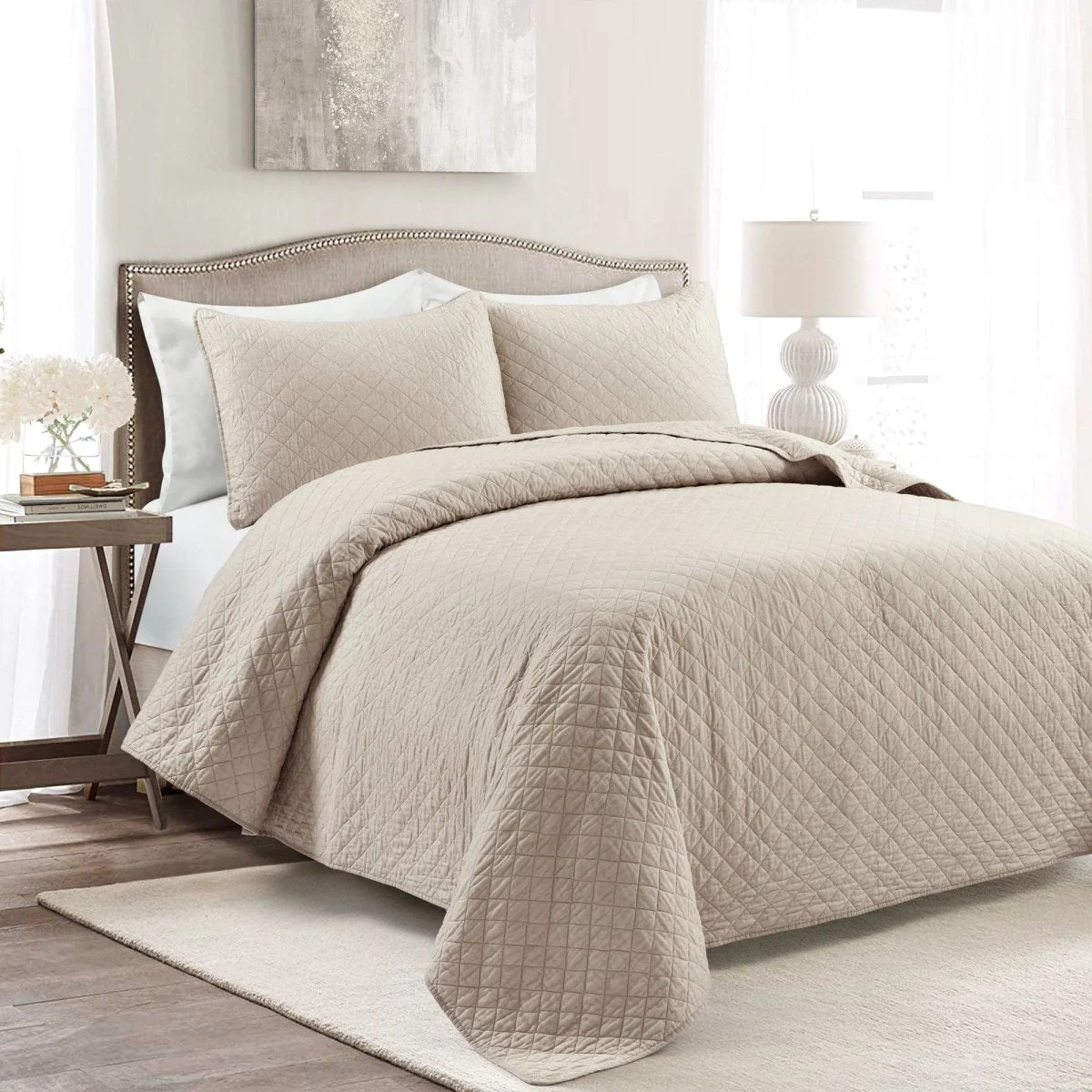 Ava Diamond Oversized Cotton Quilt Set - Image 9