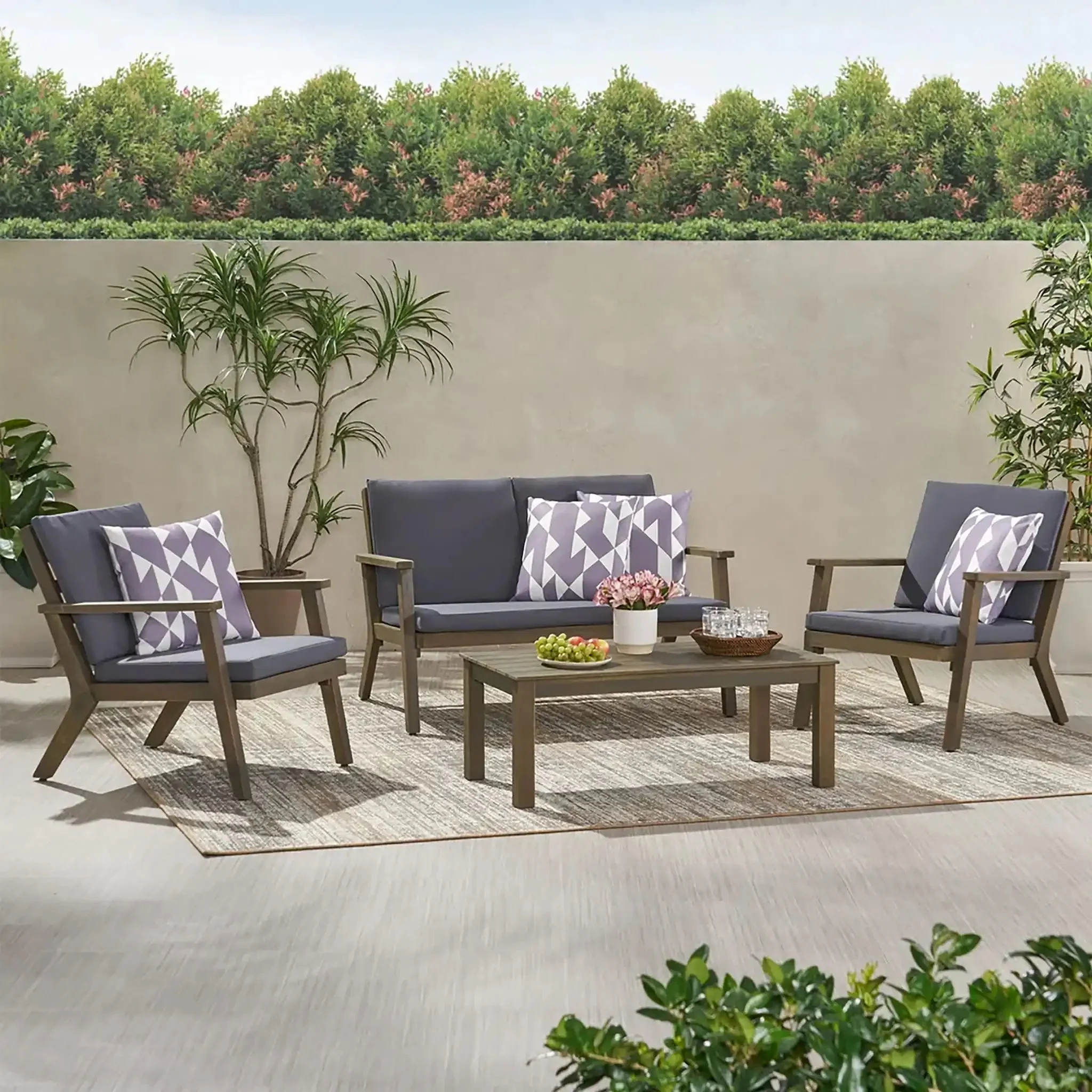 Avacyn - Outdoor Acacia Wood 4 Seater Chat Set With Cushions - Image 6
