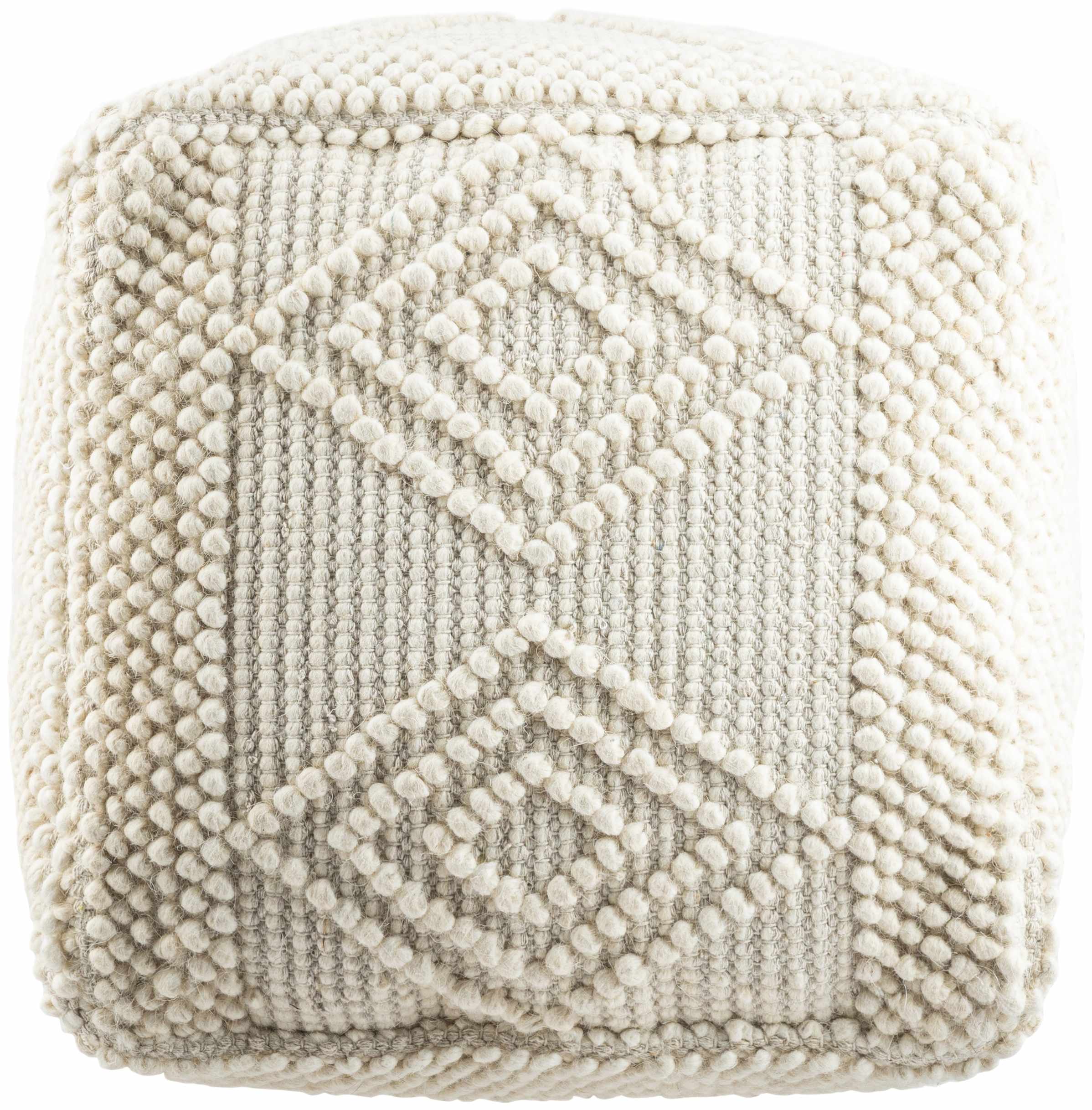 Aveley Beige Cotton Knitted Pouf - Image 3