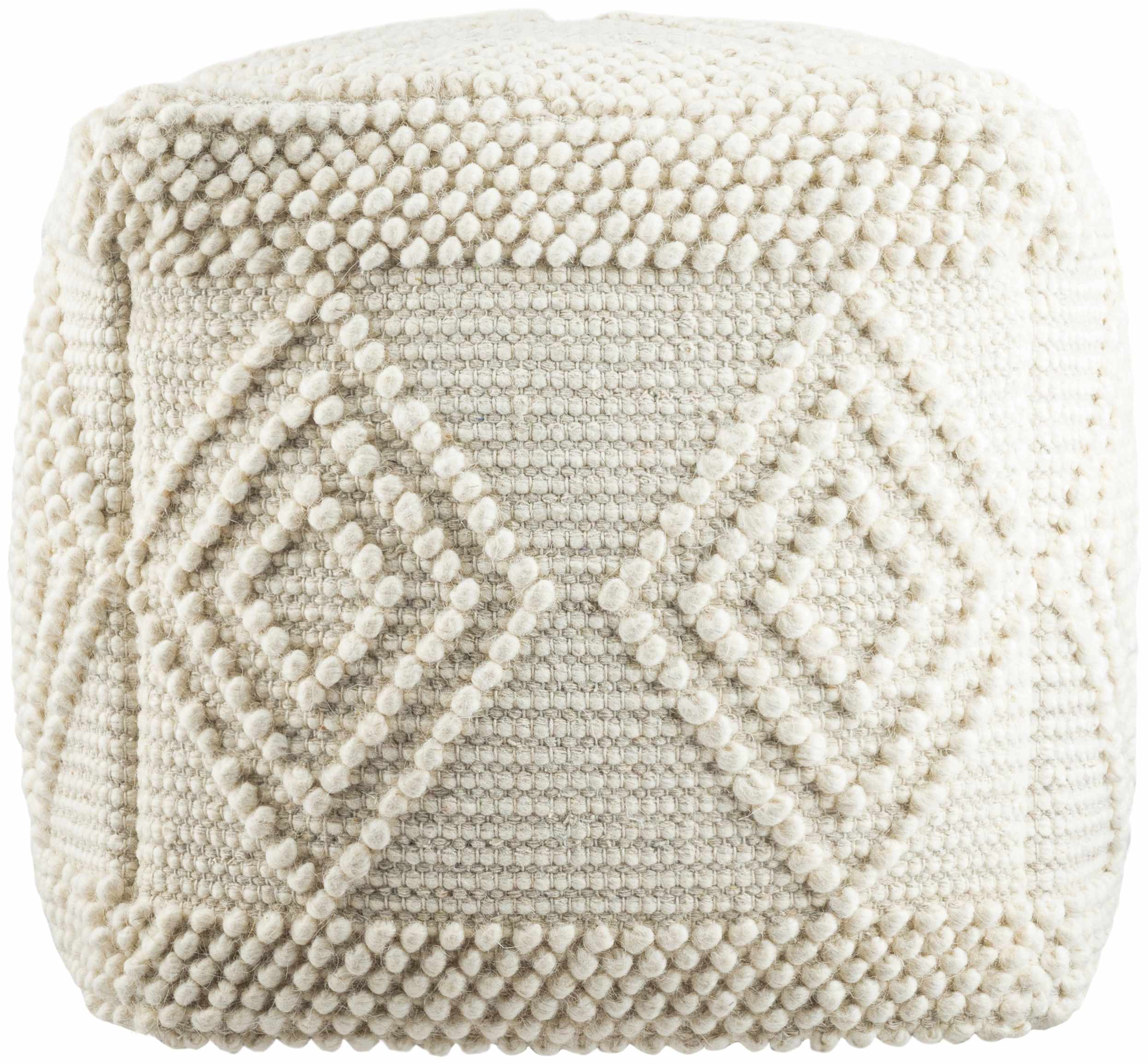 Aveley Beige Cotton Knitted Pouf - Image 5