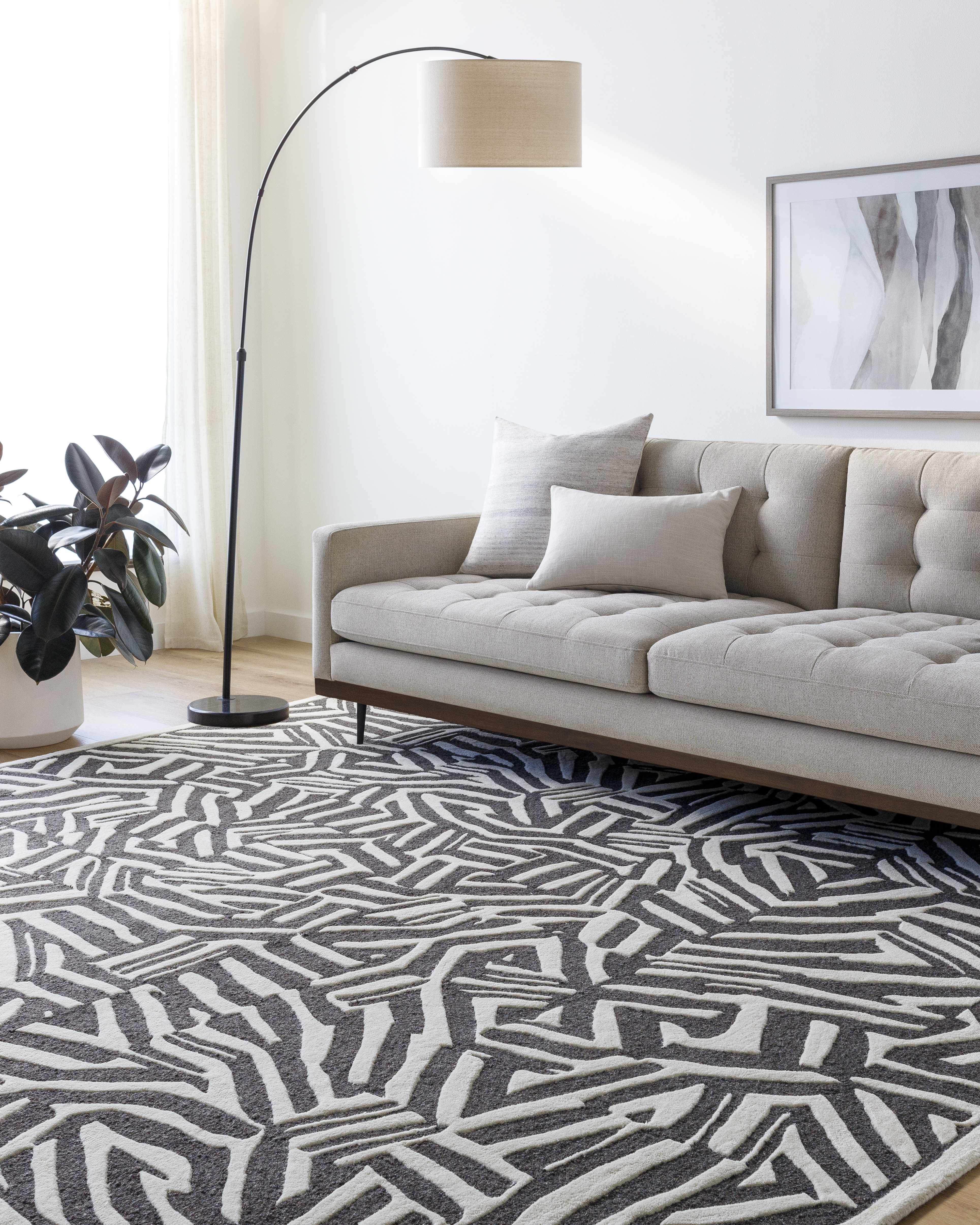 Avian Black Wool Area Rug - Image 2