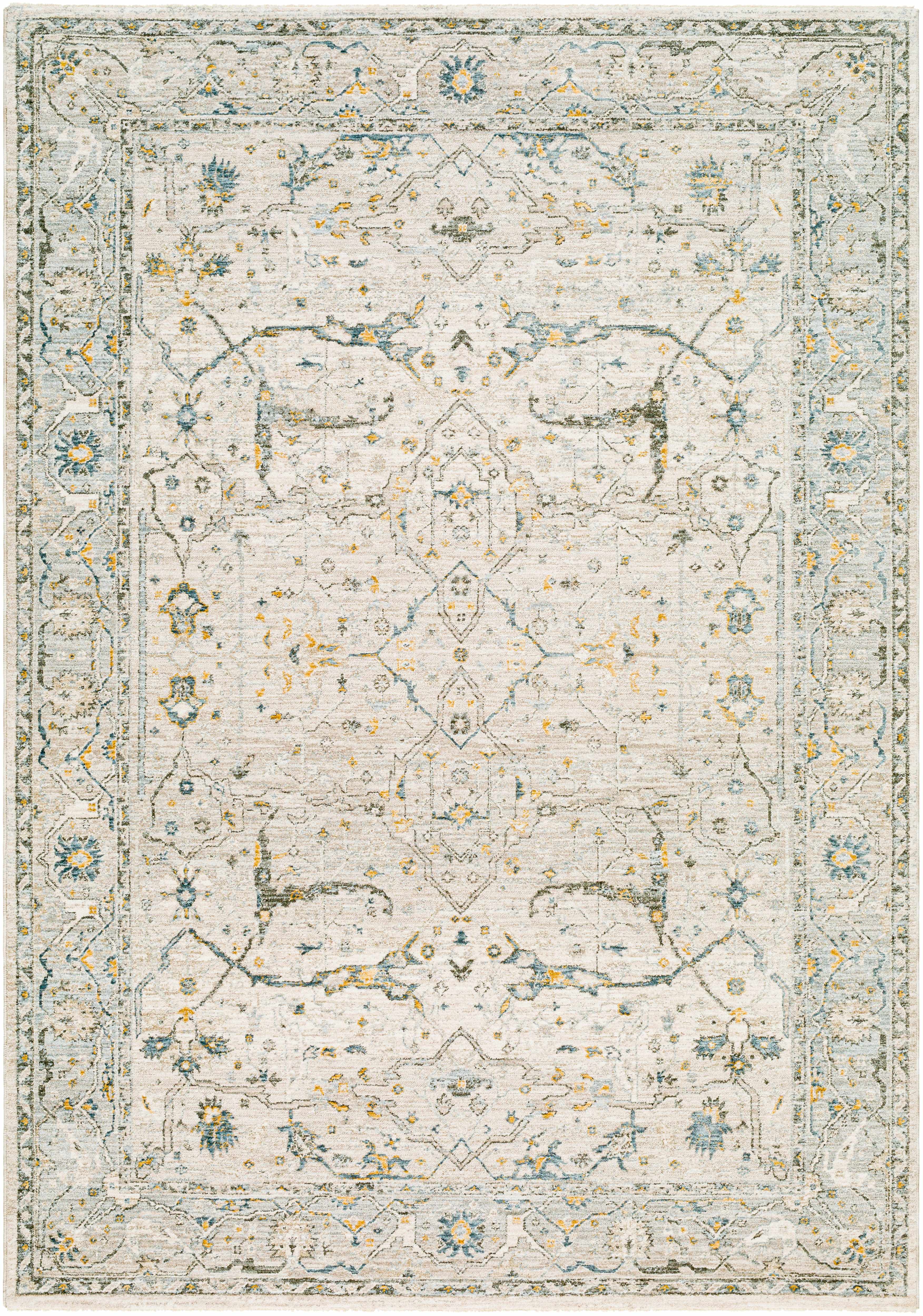 Aviva Off-White Textured Rug with Fringes