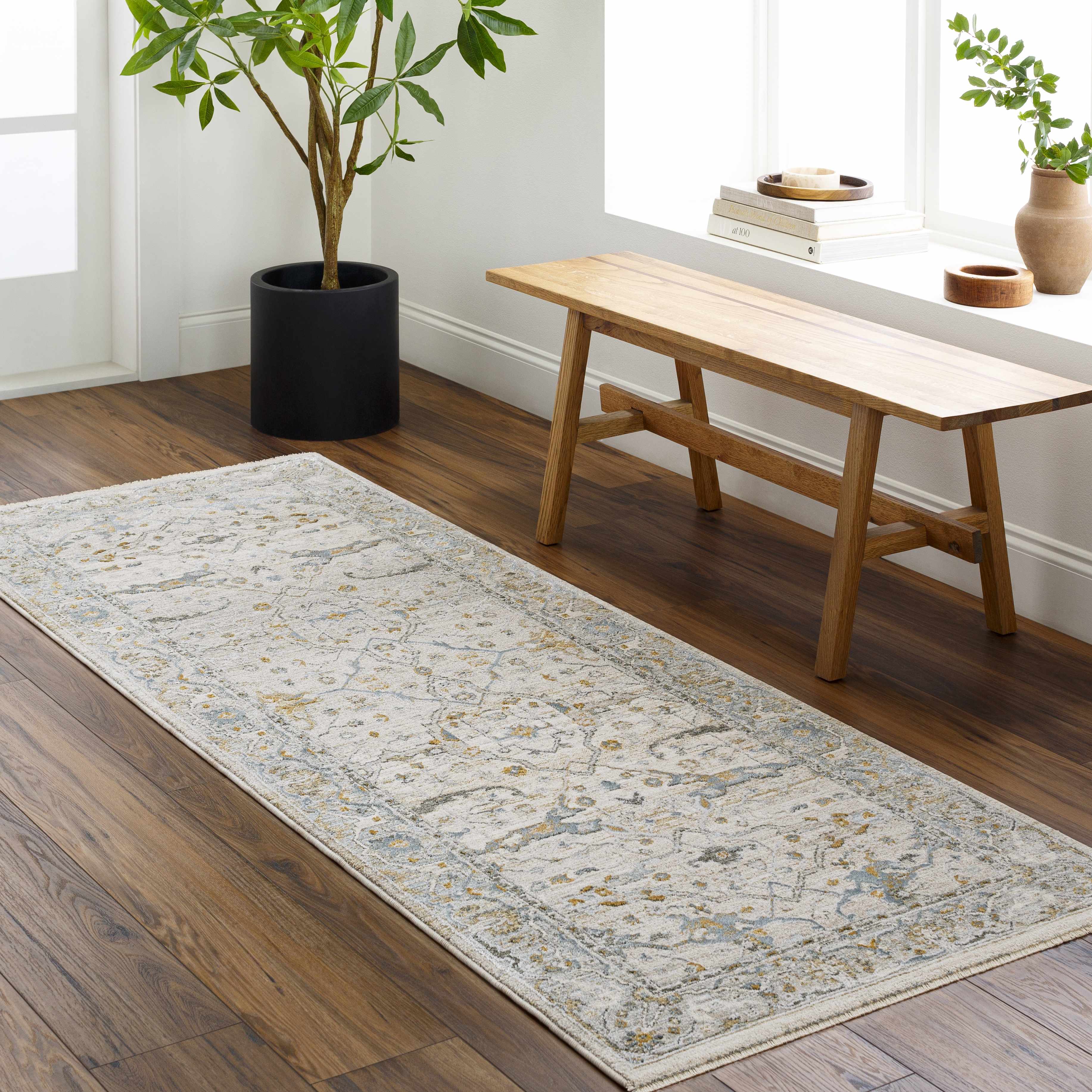 Aviva Off-White Textured Rug with Fringes - Image 13