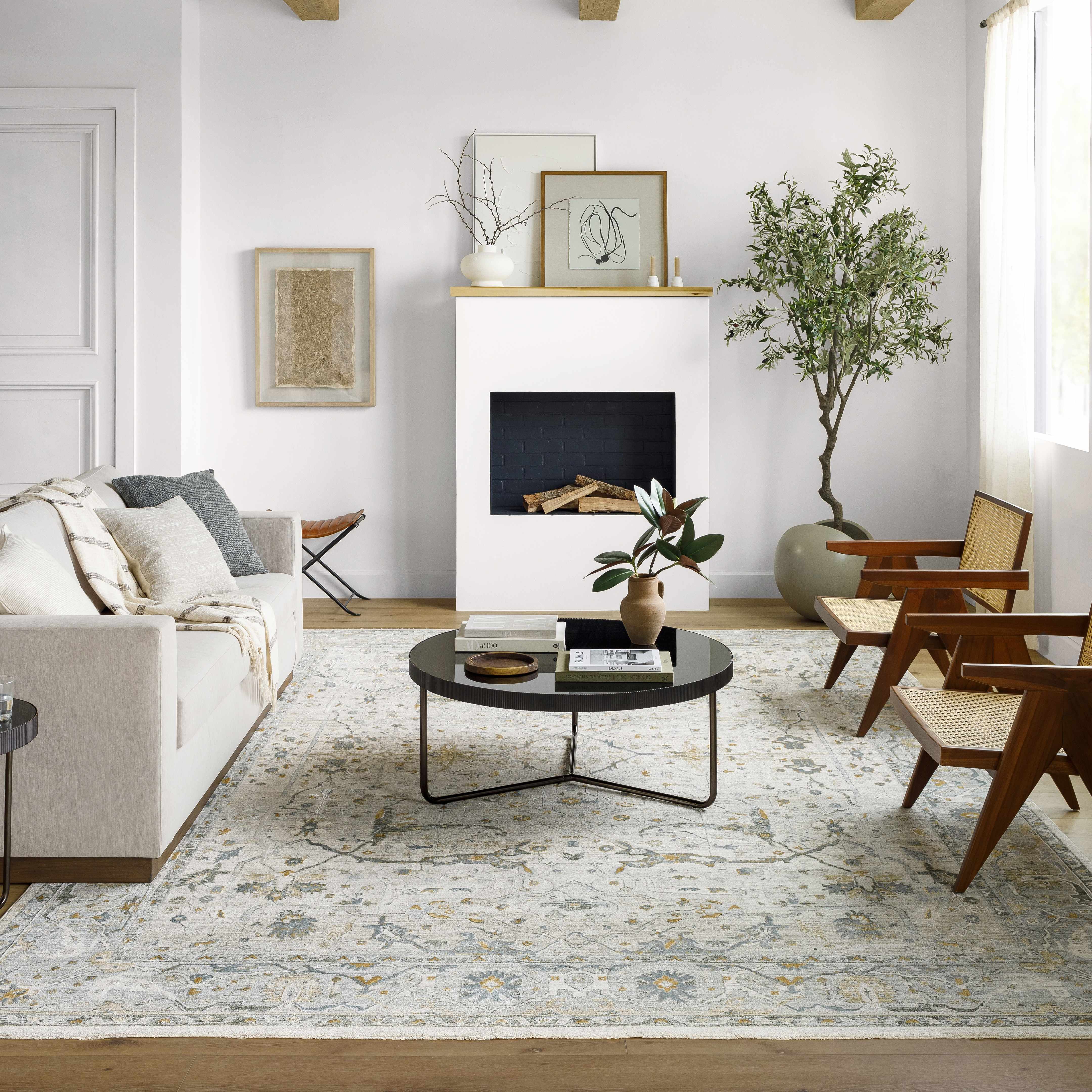 Aviva Off-White Textured Rug with Fringes - Image 2