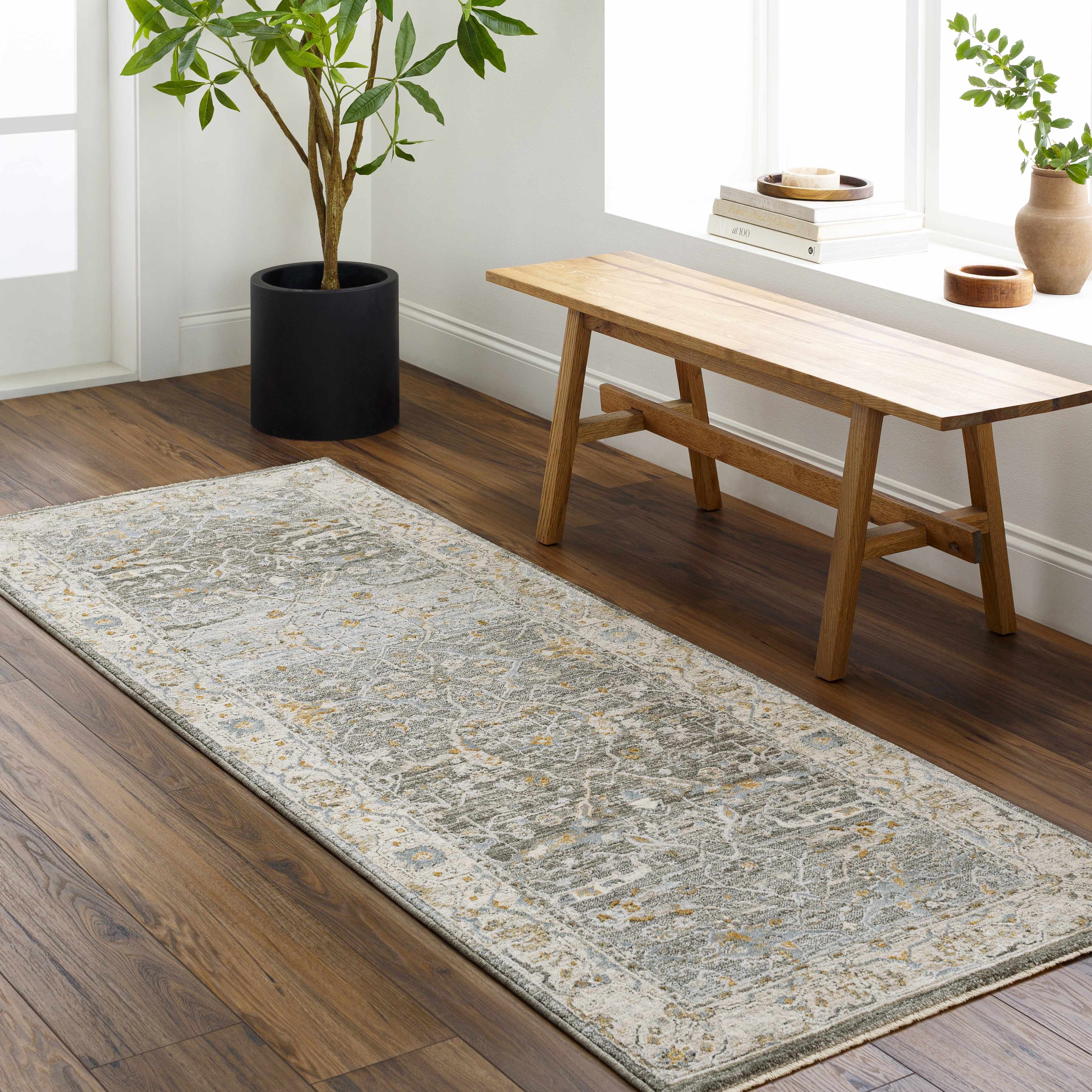 Aviva Teal Textured Rug with Fringes - Image 11