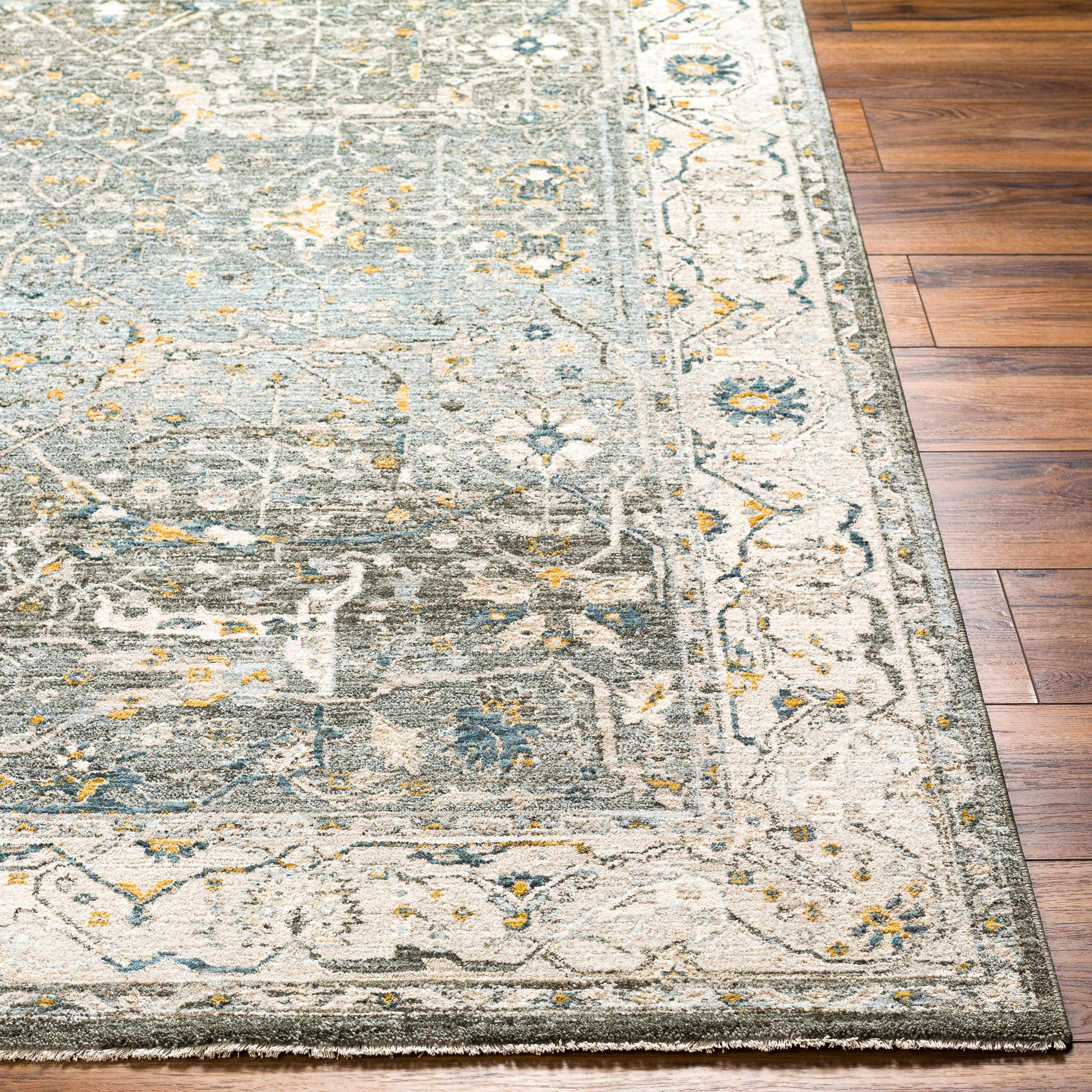 Aviva Teal Textured Rug with Fringes - Image 3