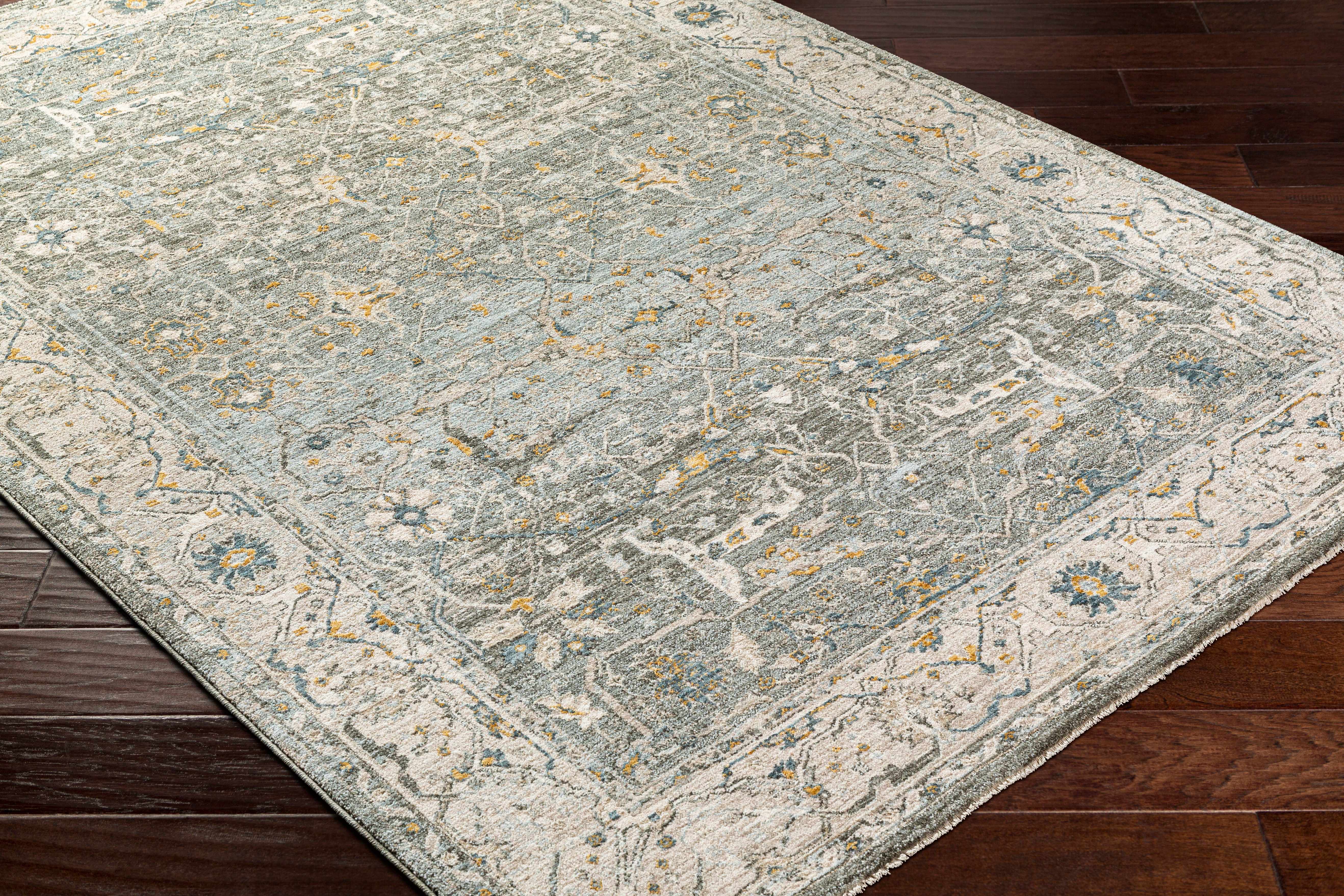Aviva Teal Textured Rug with Fringes - Image 5