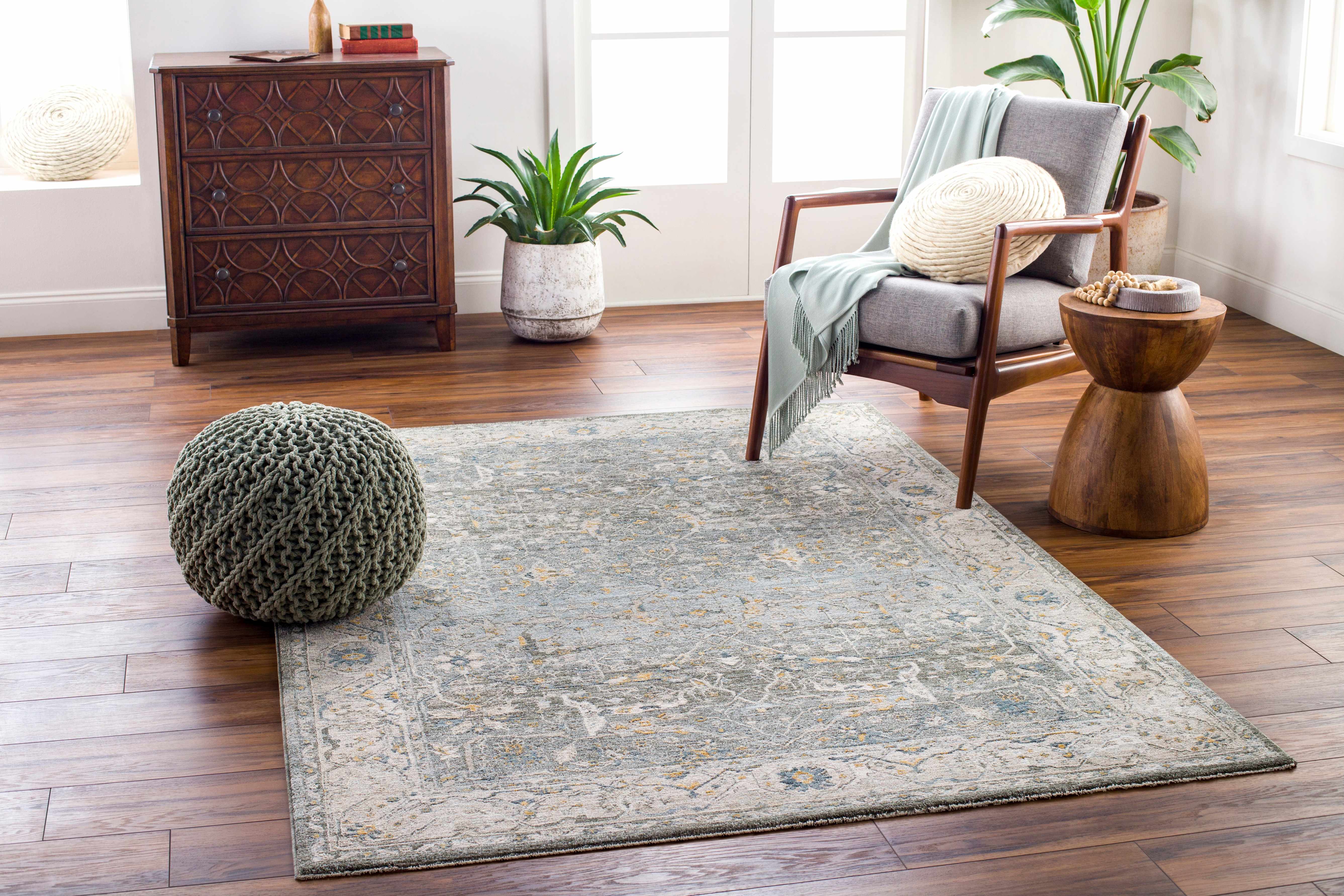 Aviva Teal Textured Rug with Fringes - Image 6