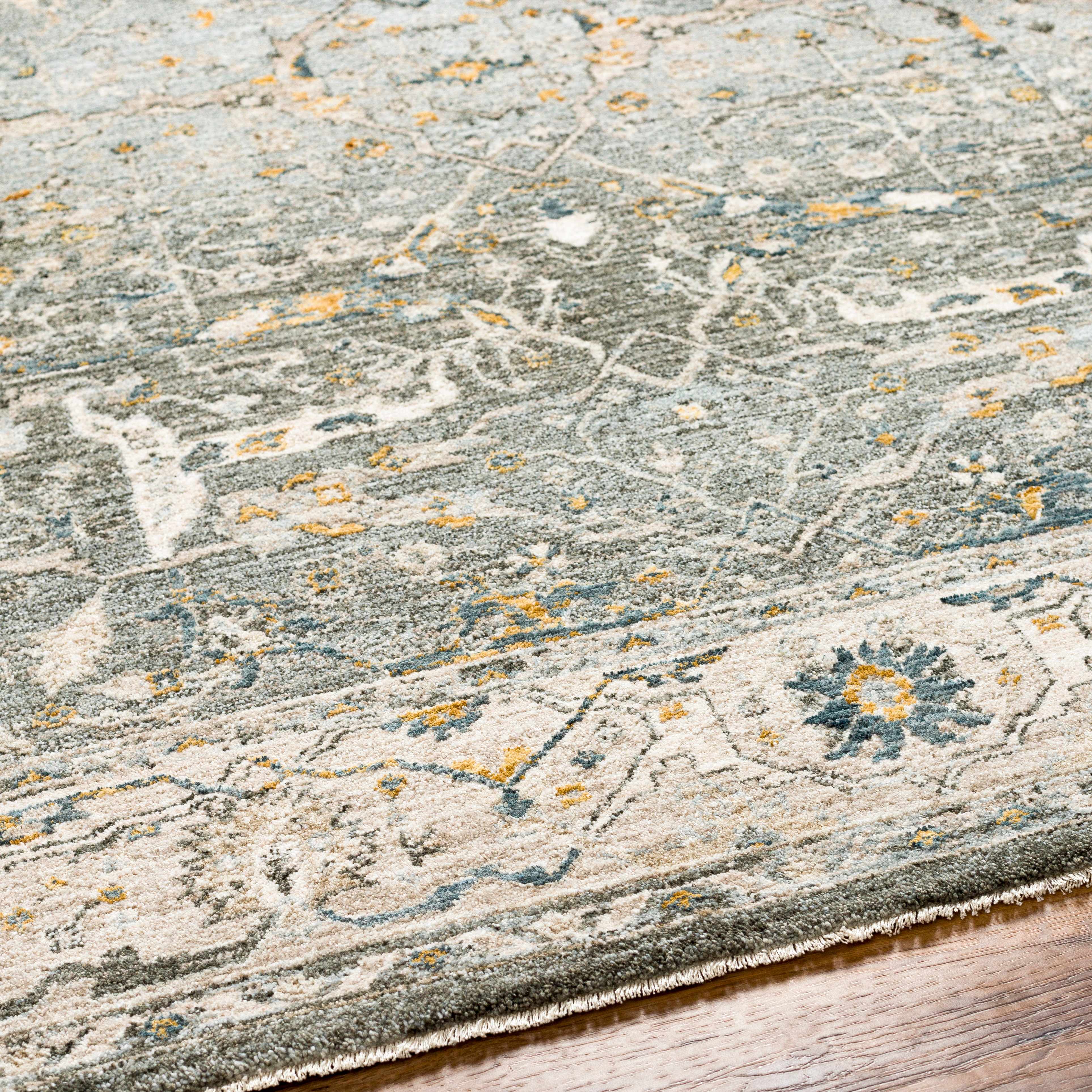 Aviva Teal Textured Rug with Fringes - Image 7