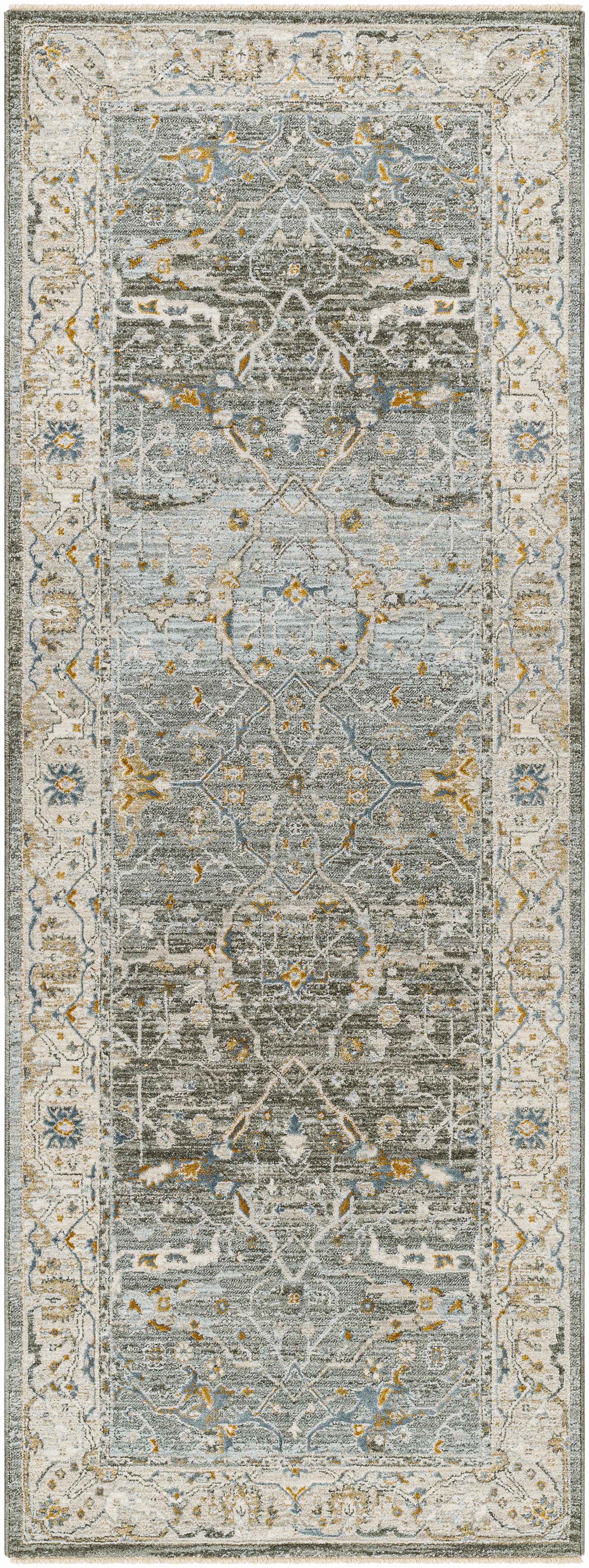 Aviva Teal Textured Rug with Fringes - Image 9