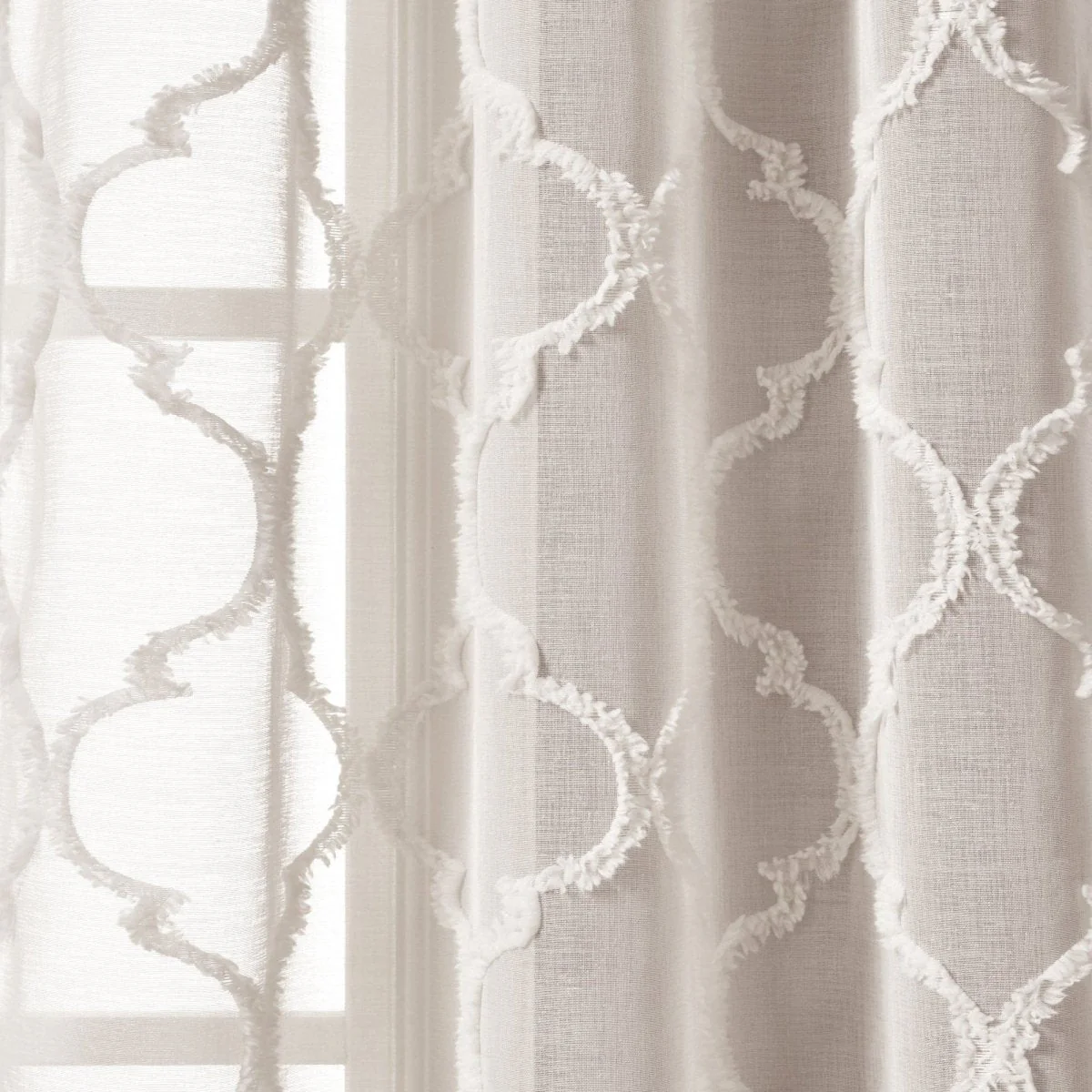 Avon Trellis Grommet Sheer Window Curtain Panel Set - Image 11