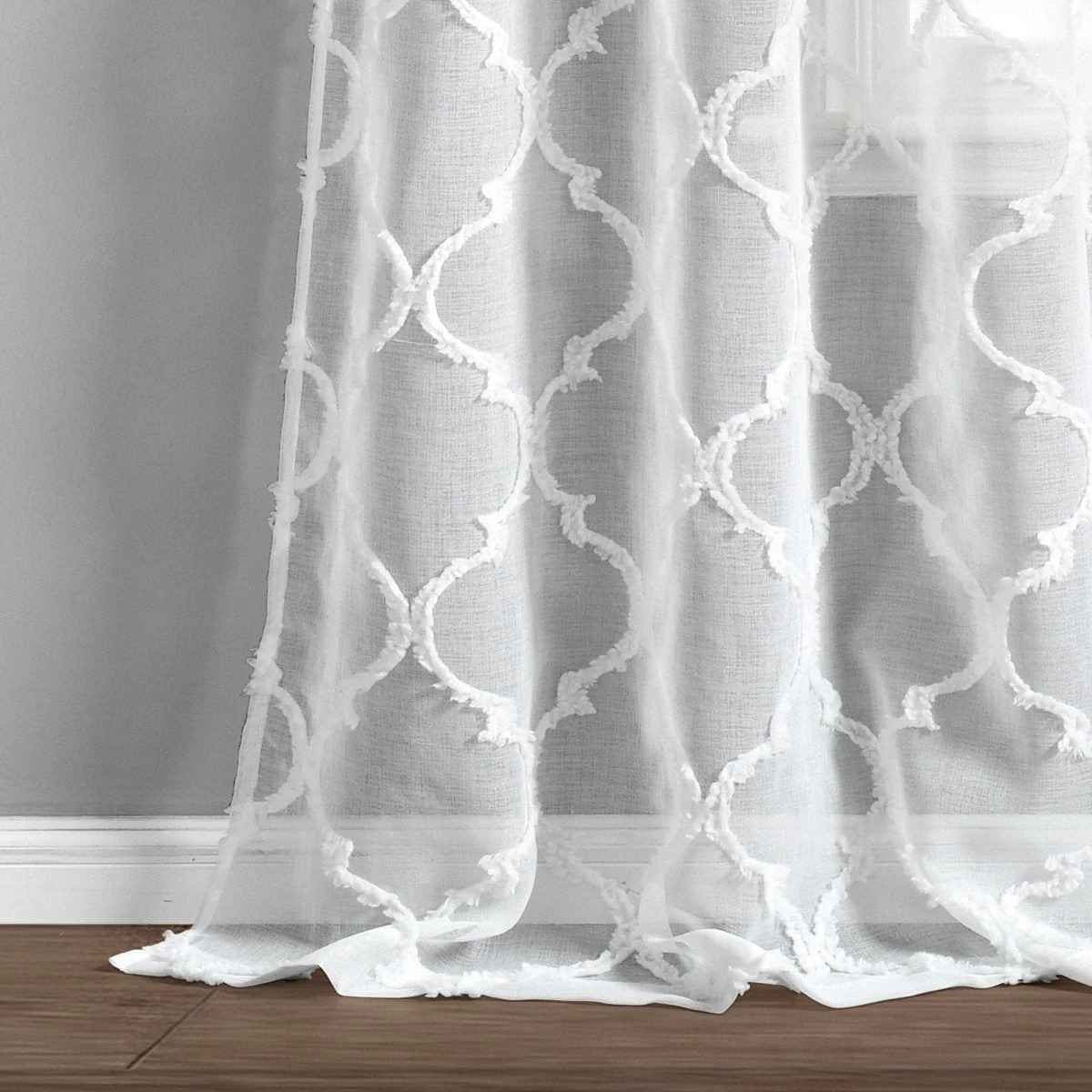 Avon Trellis Grommet Sheer Window Curtain Panel Set - Image 13