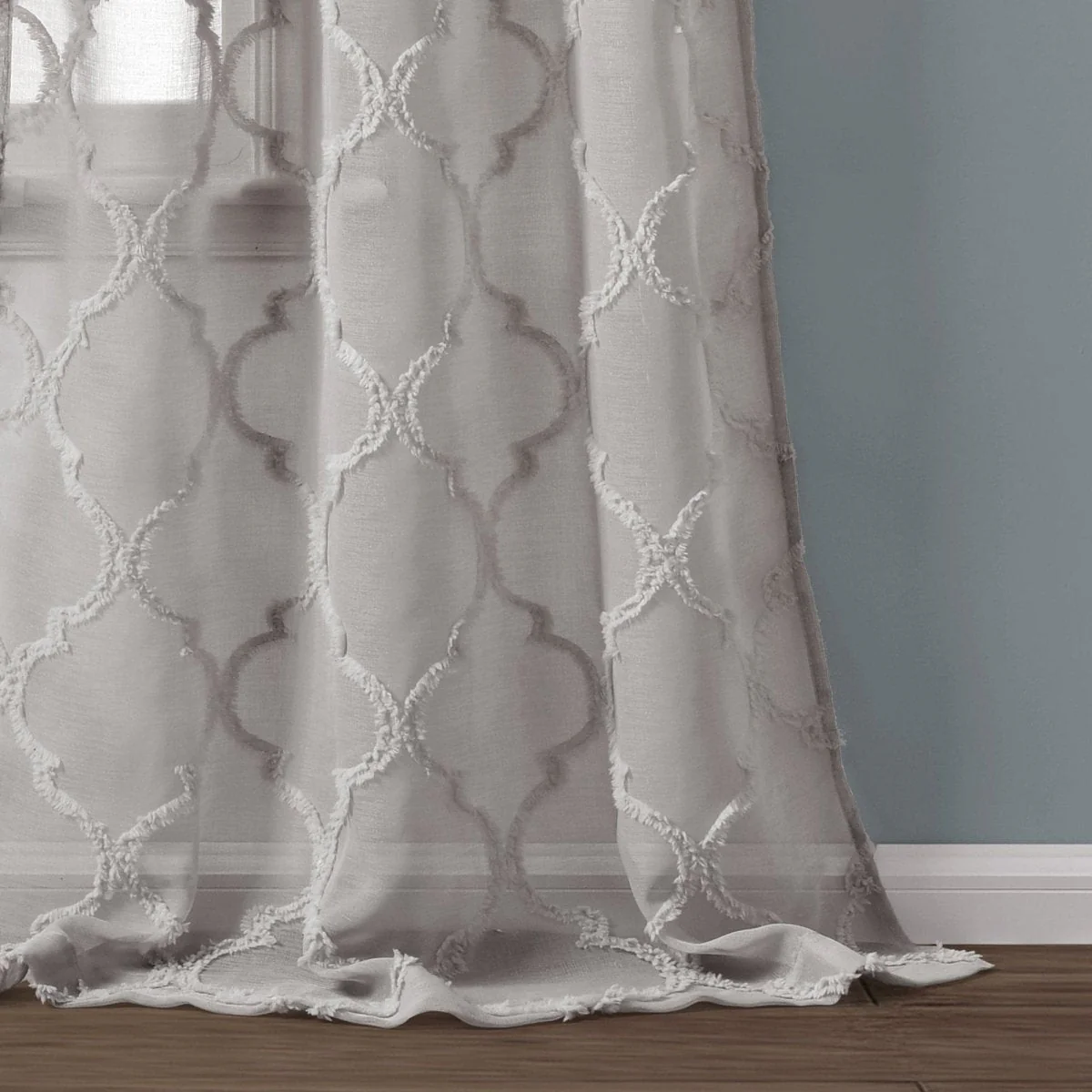 Avon Trellis Grommet Sheer Window Curtain Panel Set - Image 16