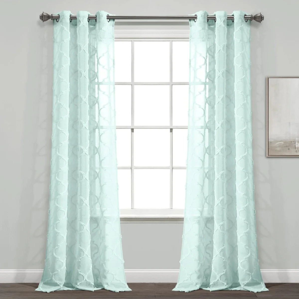 Avon Trellis Grommet Sheer Window Curtain Panel Set - Image 19