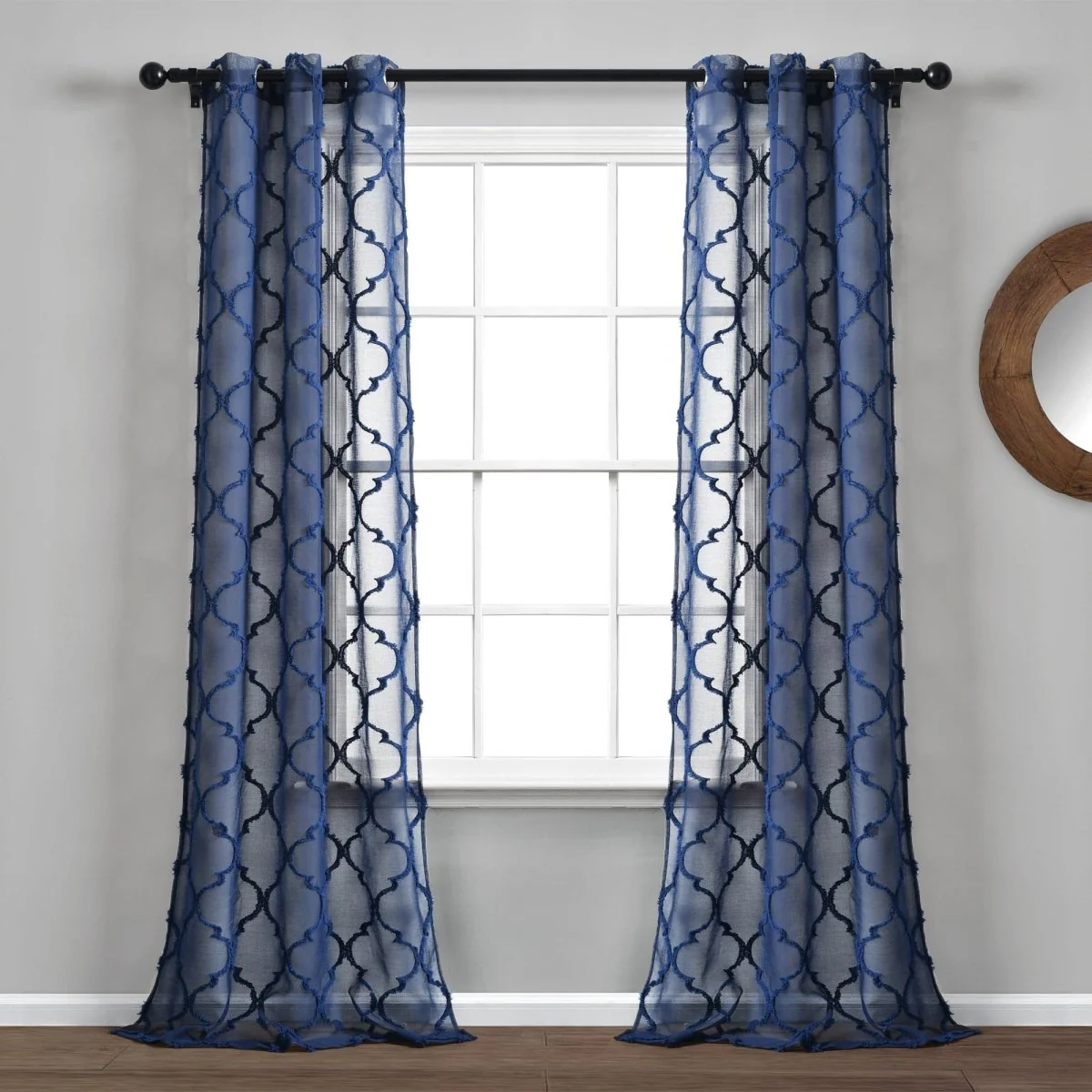 Avon Trellis Grommet Sheer Window Curtain Panel Set - Image 2