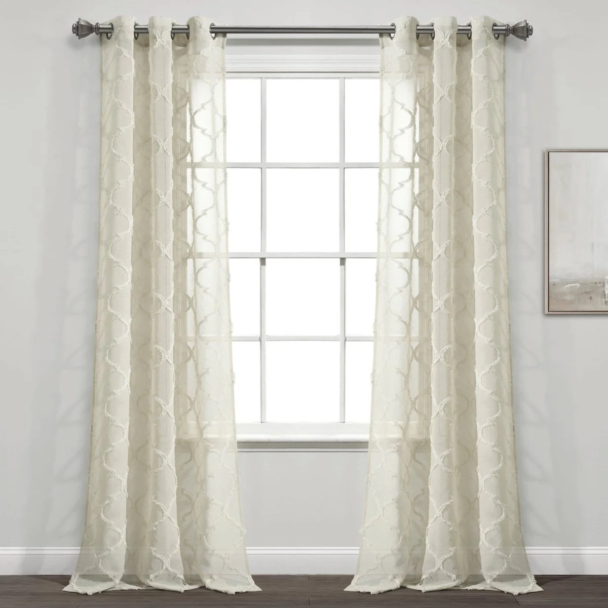 Avon Trellis Grommet Sheer Window Curtain Panel Set - Image 24