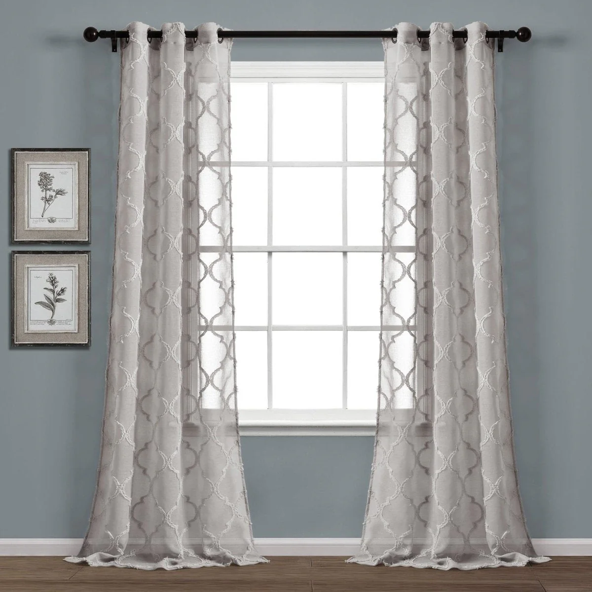 Avon Trellis Grommet Sheer Window Curtain Panel Set - Image 4