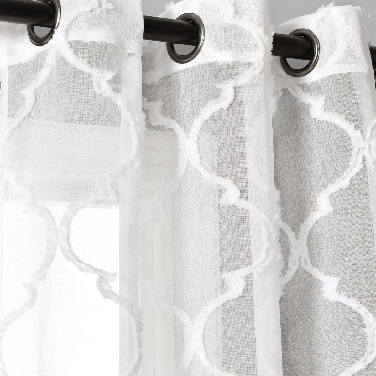 Avon Trellis Grommet Sheer Window Curtain Panel Set - Image 5
