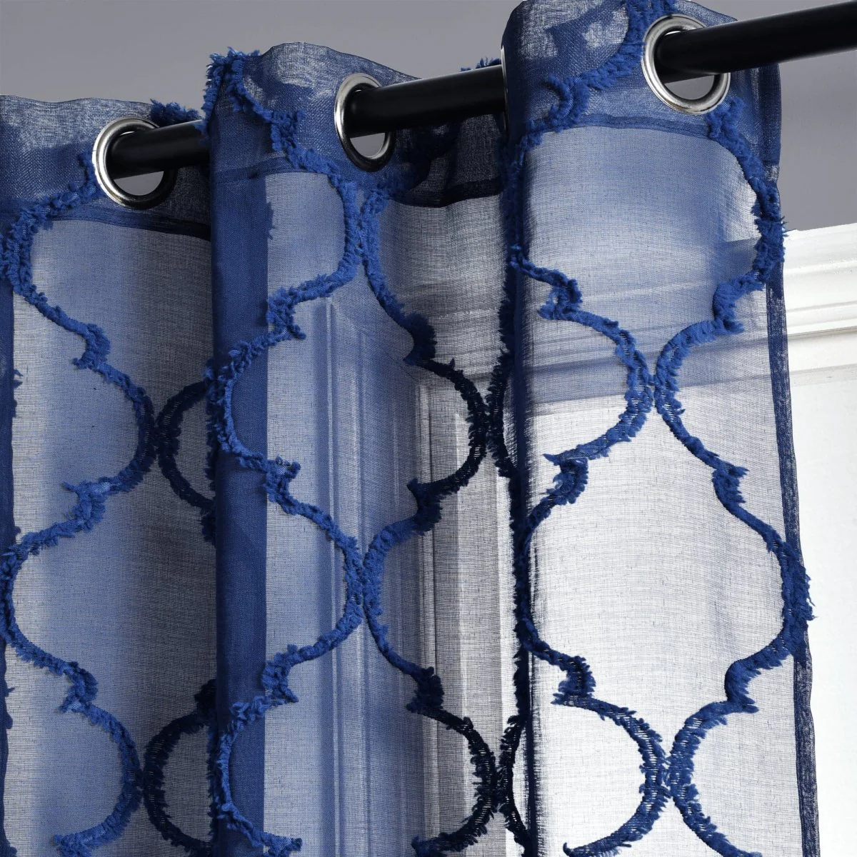 Avon Trellis Grommet Sheer Window Curtain Panel Set - Image 6