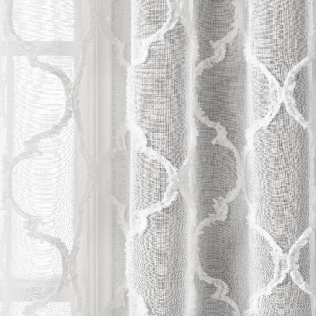 Avon Trellis Grommet Sheer Window Curtain Panel Set - Image 9