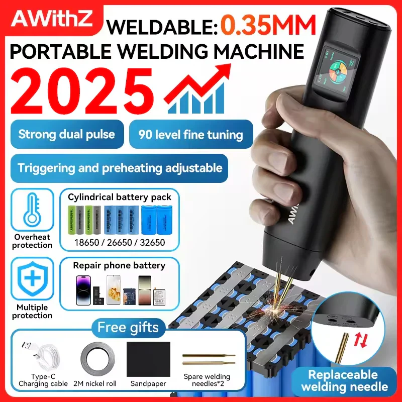 AWithZ Portable Handheld Spot Welder DIY 90 Gears Adjustable for 18650 Battery - Image 2