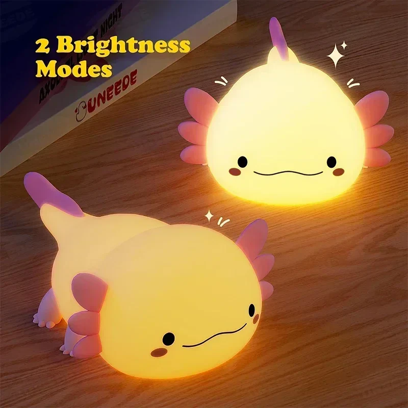 Axolotl Night Light Silicone Baby Night Lamp Touch Control USB Rechargeable Nursery - Image 2