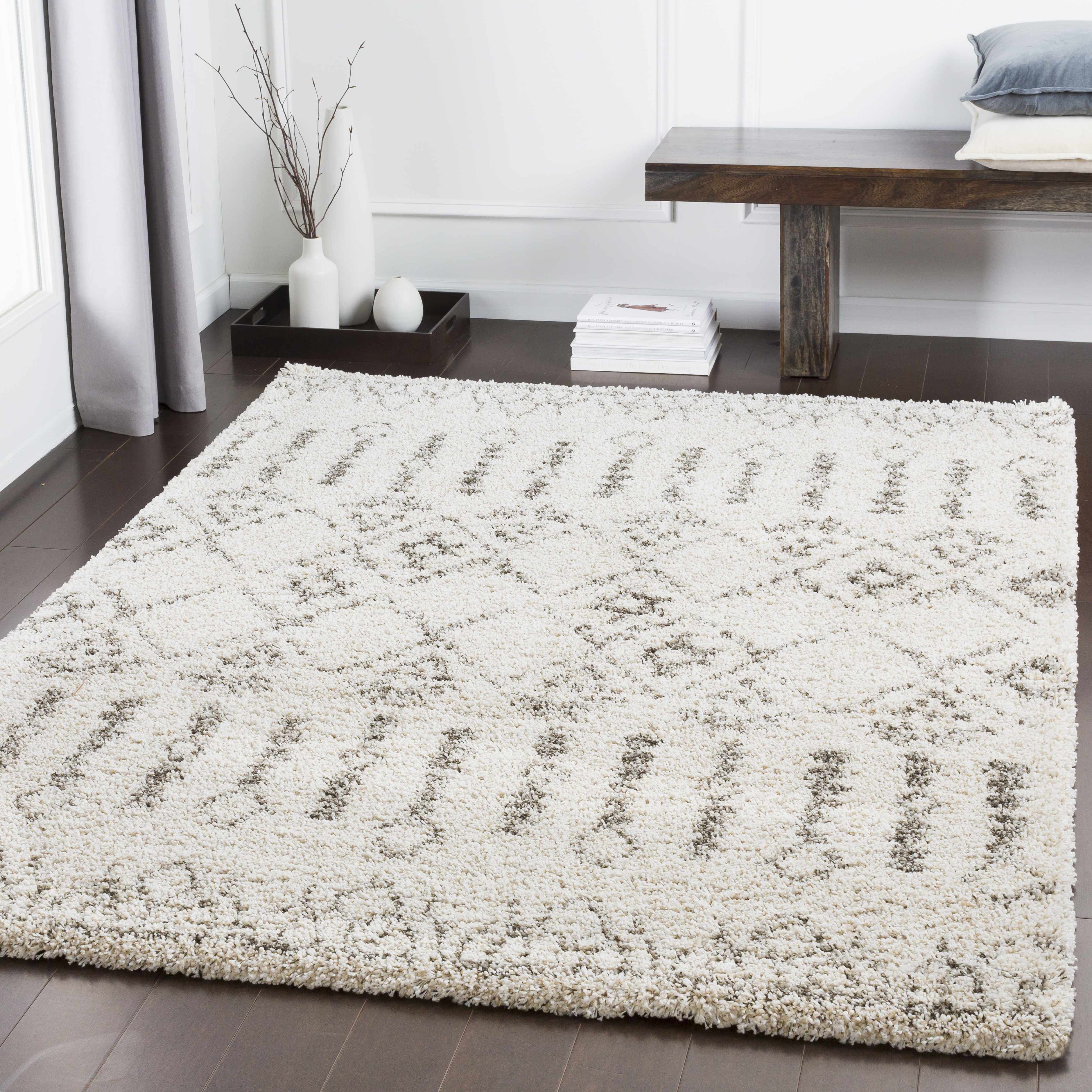 Aylett Beige Trellis Shag Rug - Clearance - Image 2