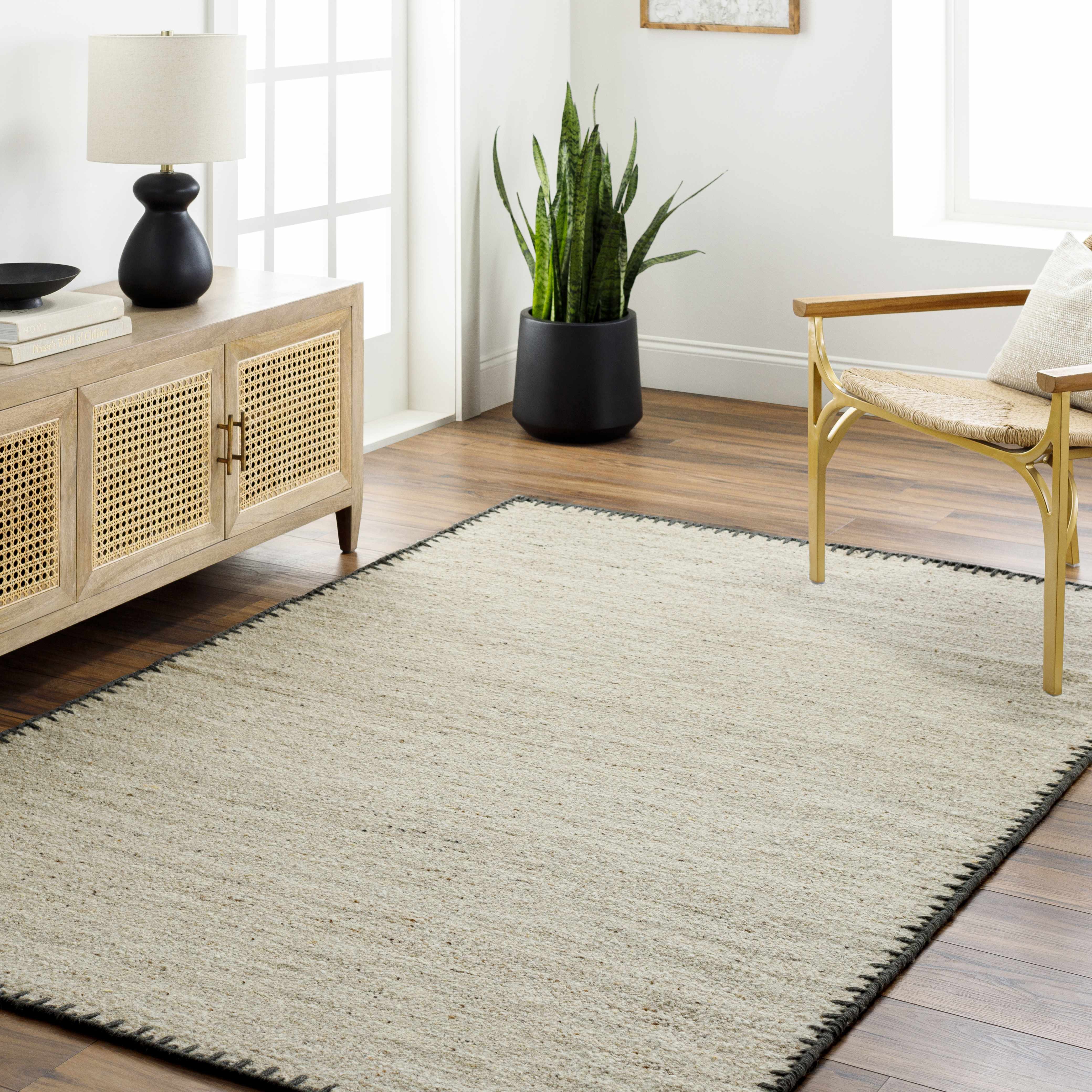 Ayumu Beige Hand Woven Wool Area Rug - Image 2