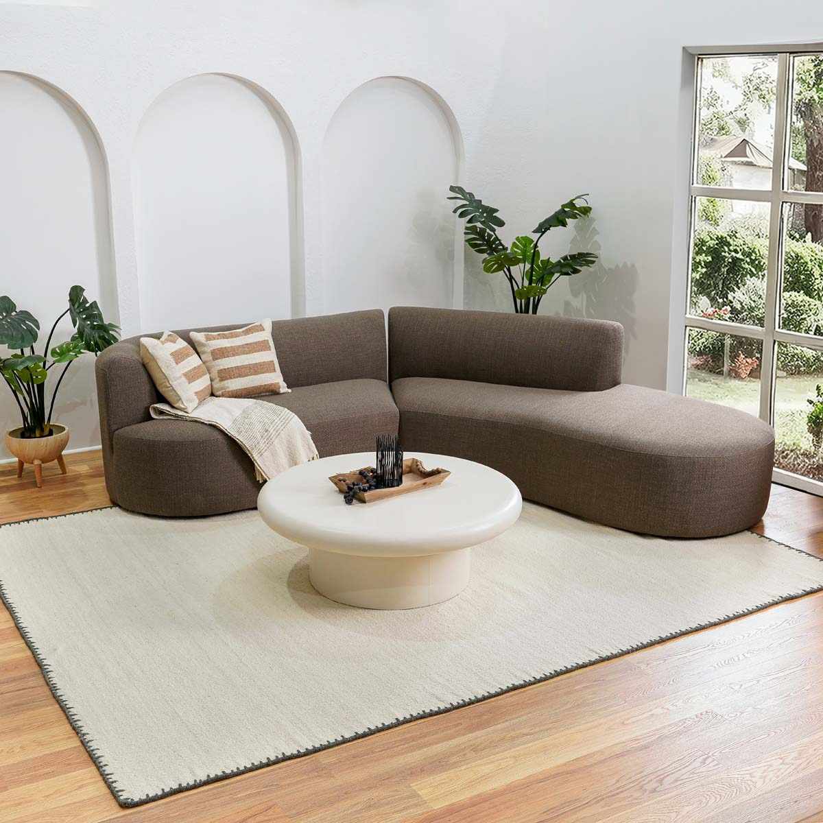 Ayumu Off White Hand Woven Wool Area Rug - Image 2