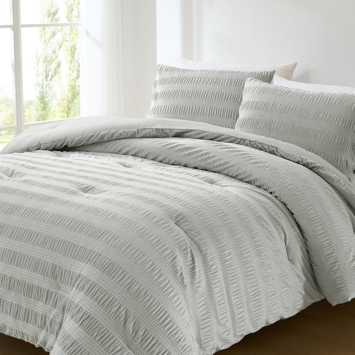 Azalea Ruched Velvet Stripe Comforter Set - Image 11