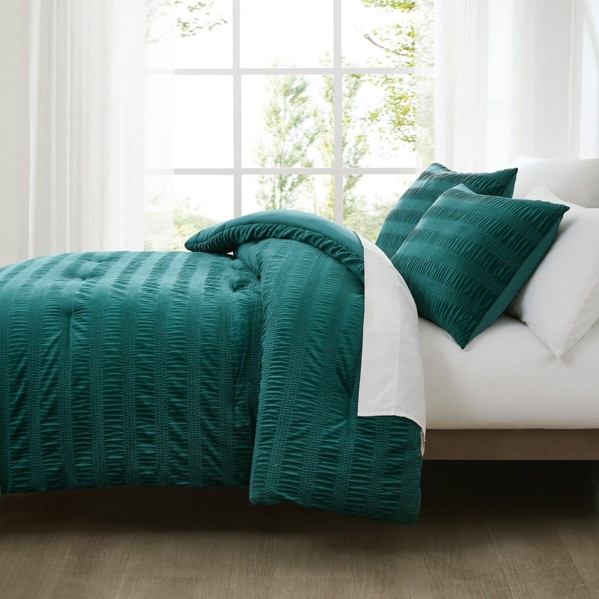 Azalea Ruched Velvet Stripe Comforter Set - Image 43