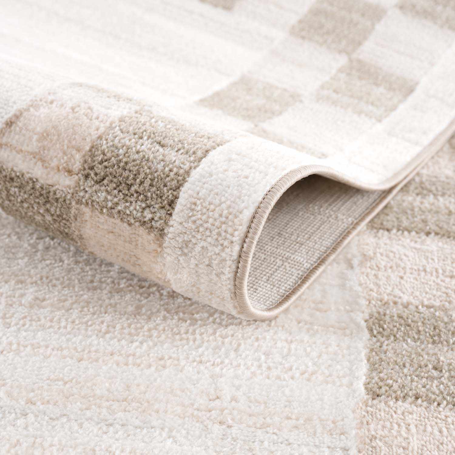 Azrika Beige Checkered Washable Rug - Promo - Image 12