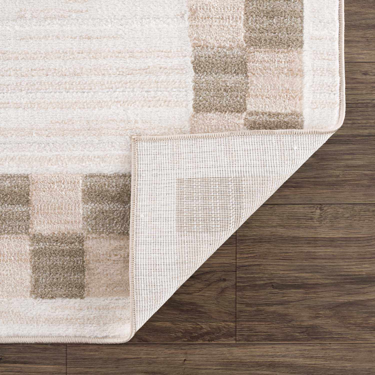 Azrika Beige Checkered Washable Rug - Promo - Image 5