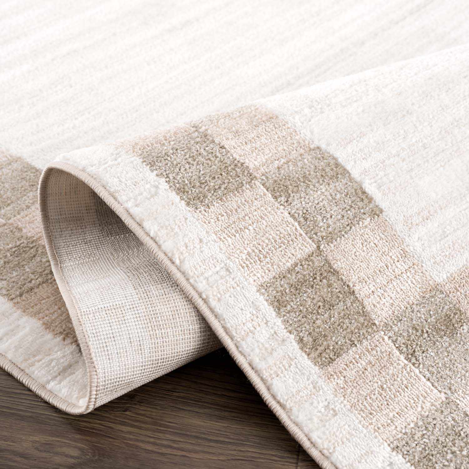 Azrika Beige Checkered Washable Rug - Promo - Image 7
