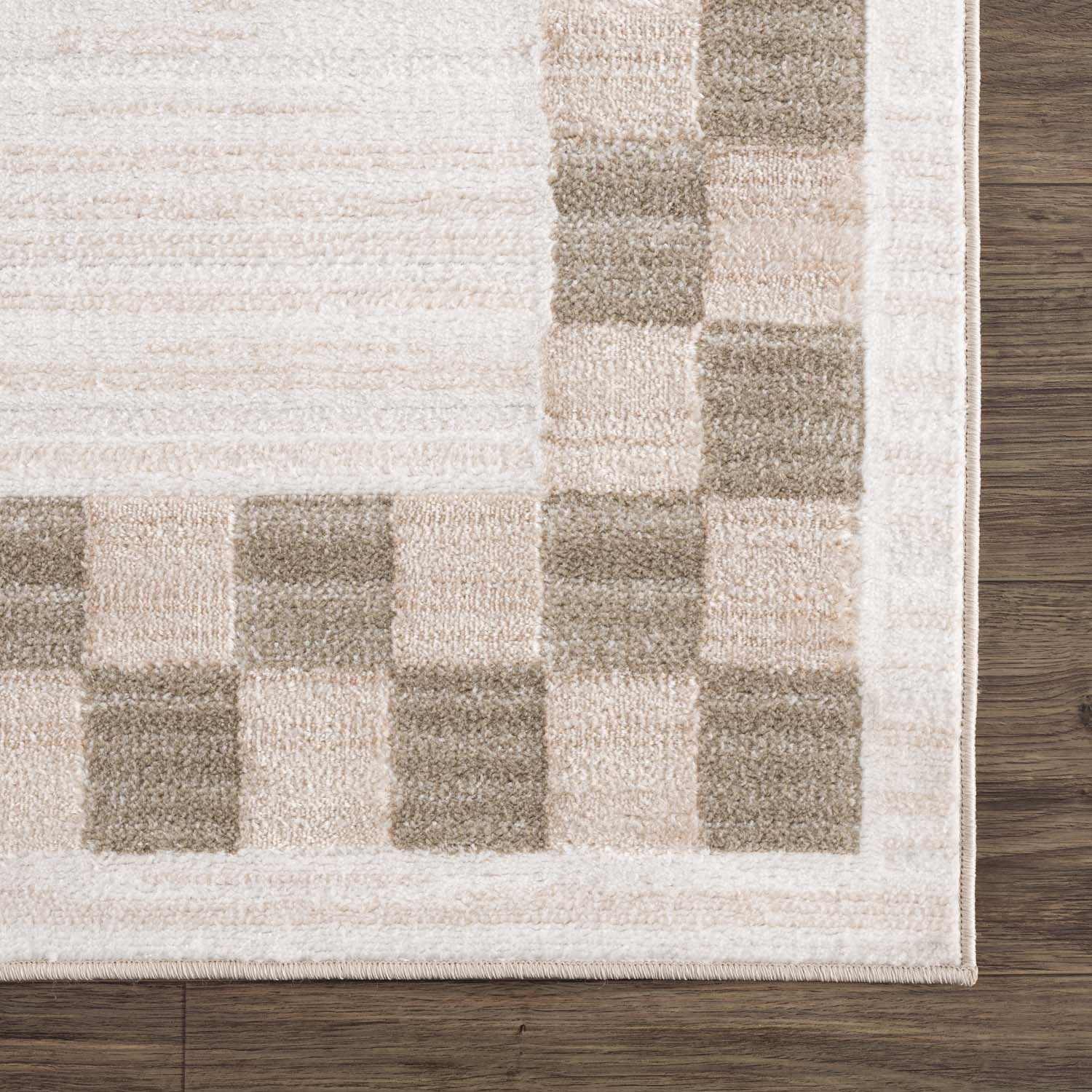 Azrika Beige Checkered Washable Rug - Promo - Image 8