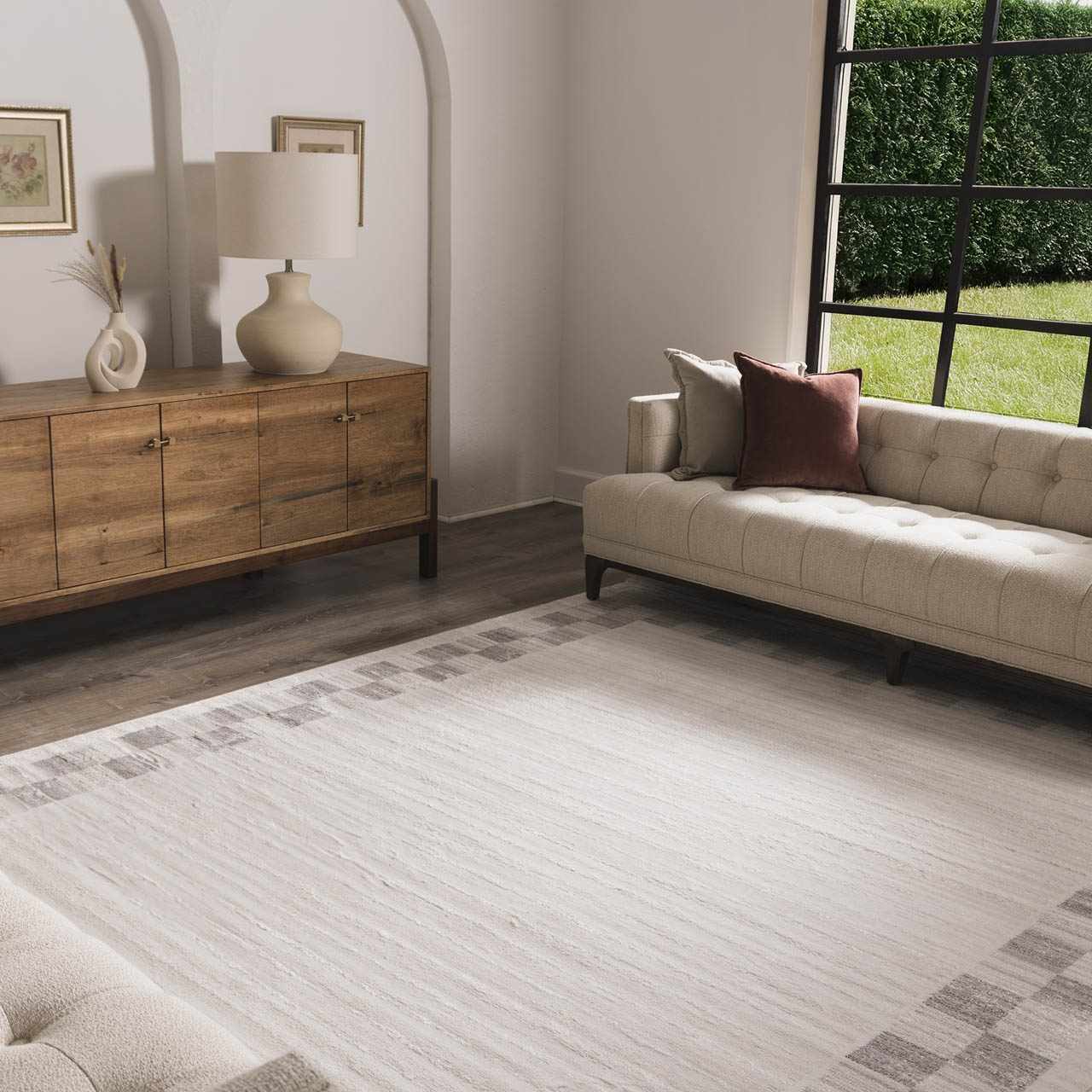 Azrika Gray Checkered Washable Rug - Clearance - Image 3