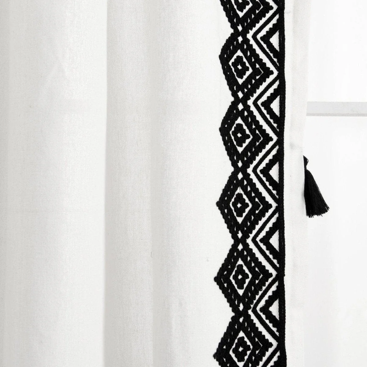 Aztec Diamond Border Tassel Window Curtain Panel - Image 3