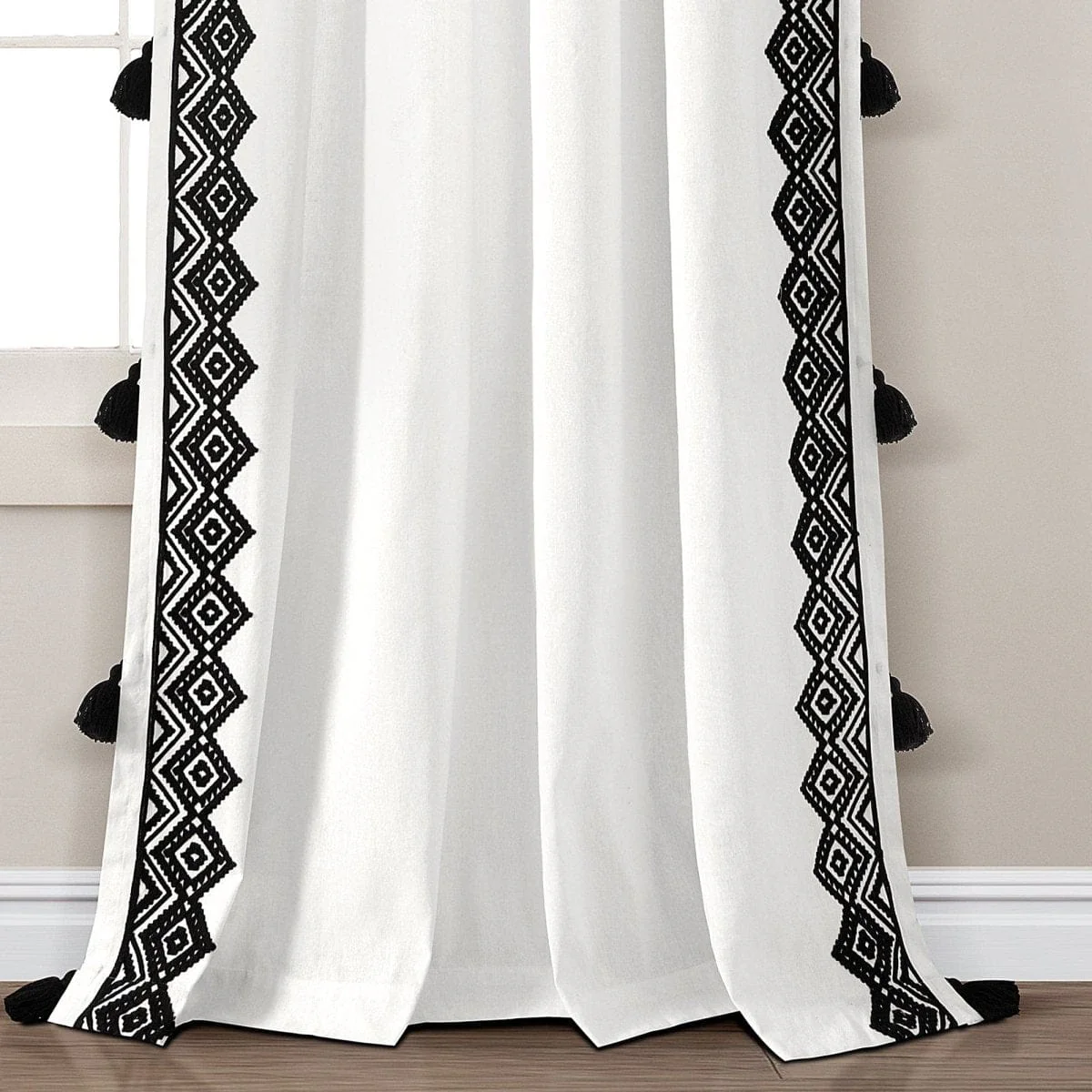 Aztec Diamond Border Tassel Window Curtain Panel - Image 4