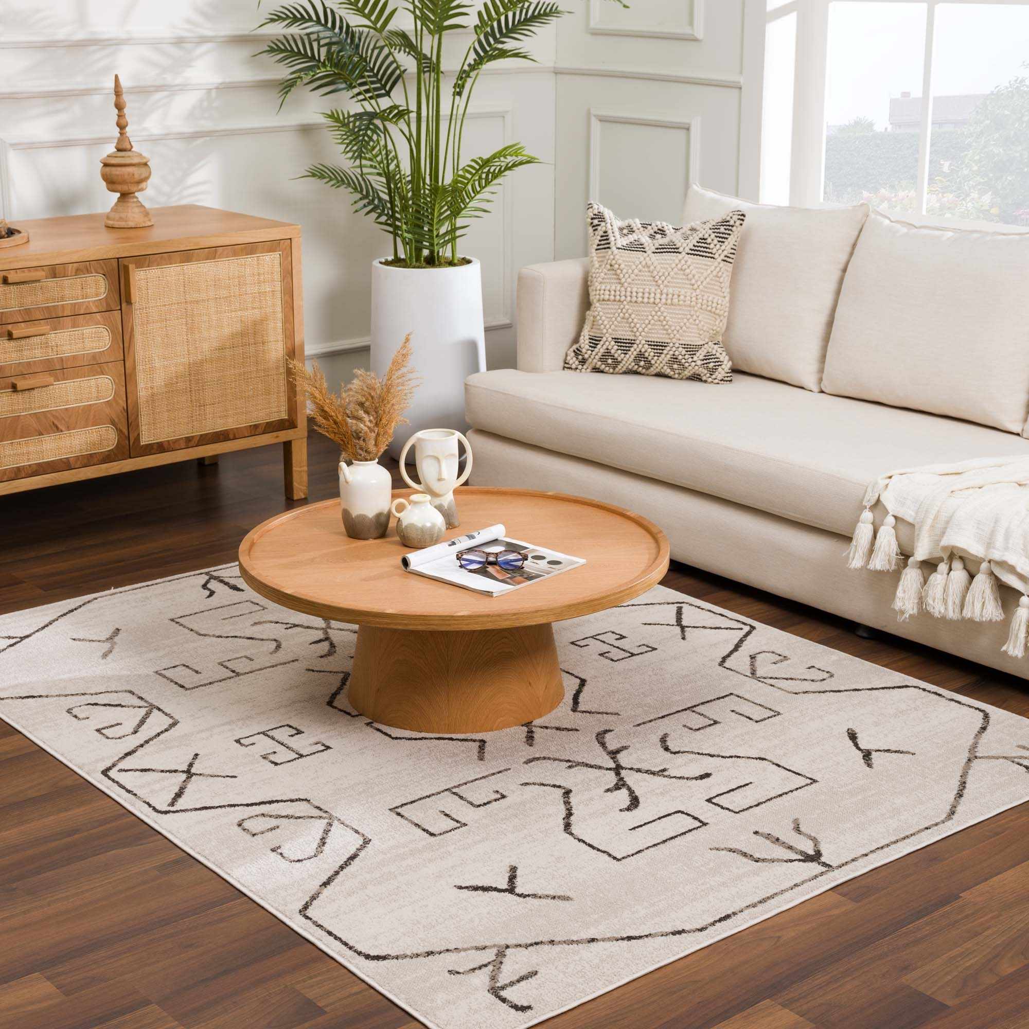 Azzan Cream & Charcoal Area Rug - Clearance - Image 10