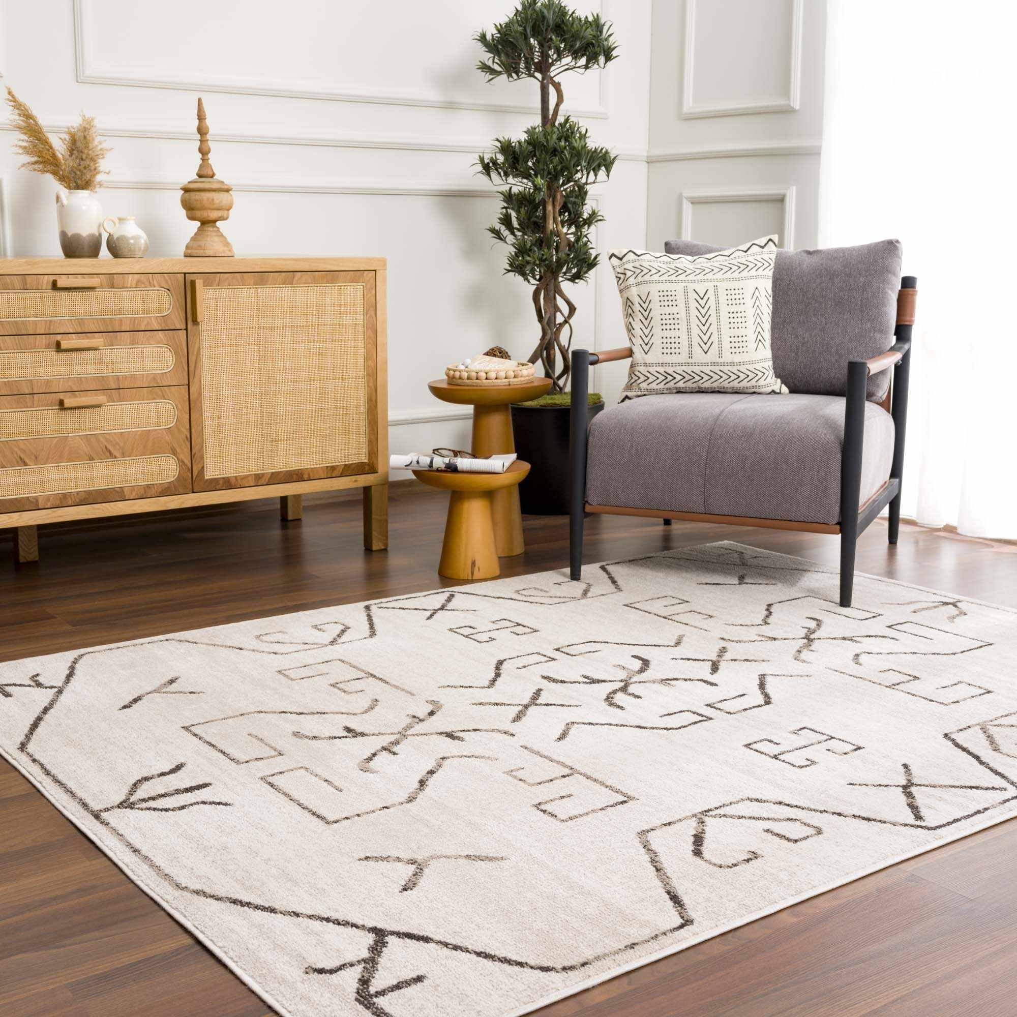 Azzan Cream & Charcoal Area Rug - Clearance - Image 14
