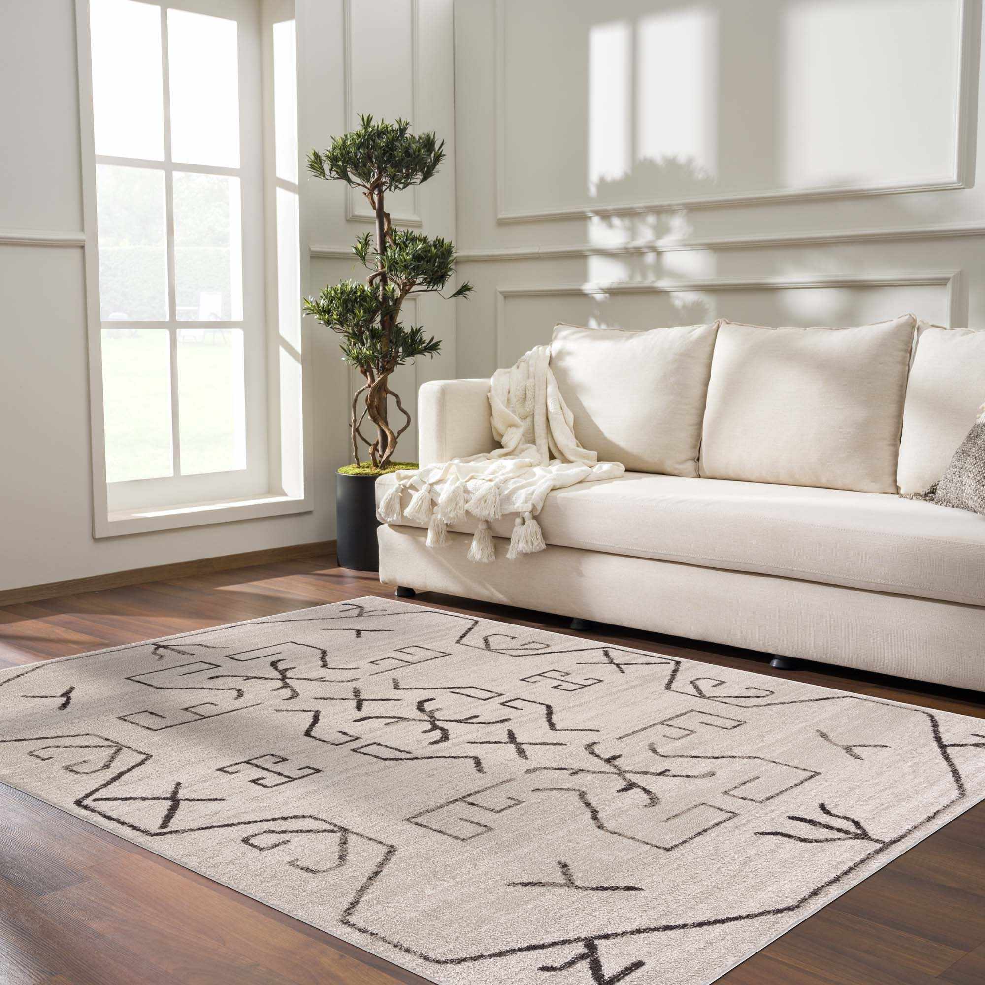 Azzan Cream & Charcoal Area Rug - Clearance - Image 2