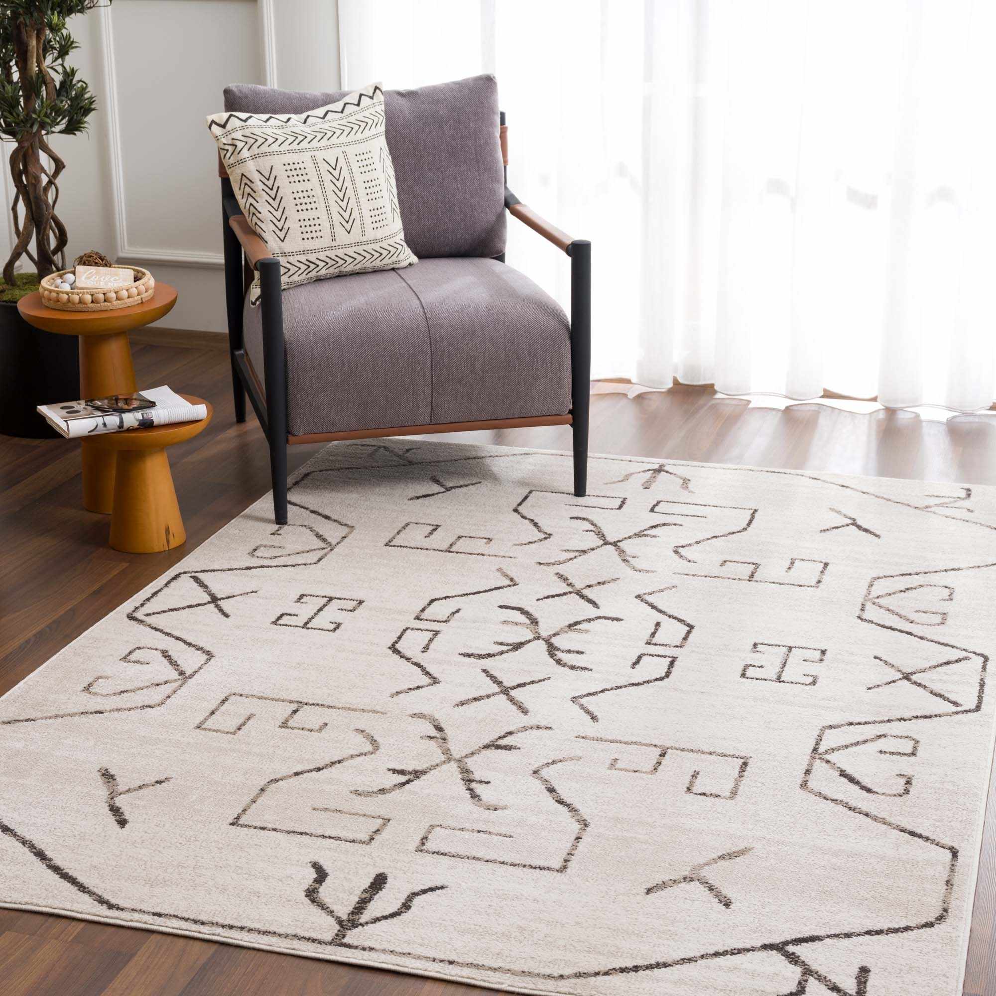 Azzan Cream & Charcoal Area Rug - Clearance - Image 3