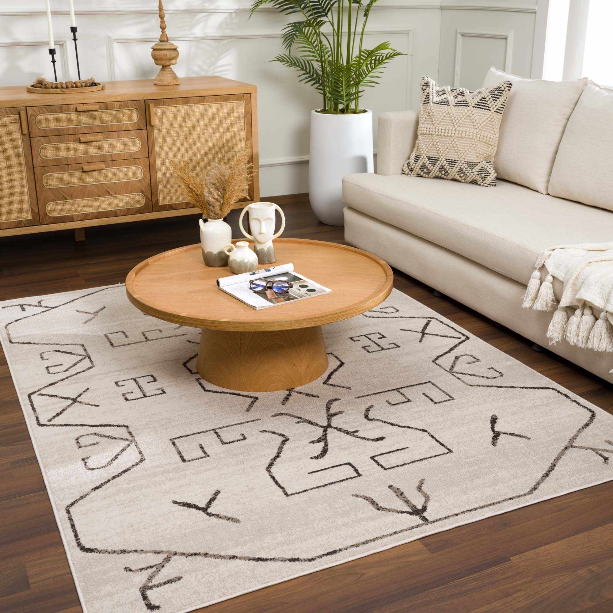 Azzan Cream & Charcoal Area Rug - Clearance - Image 4