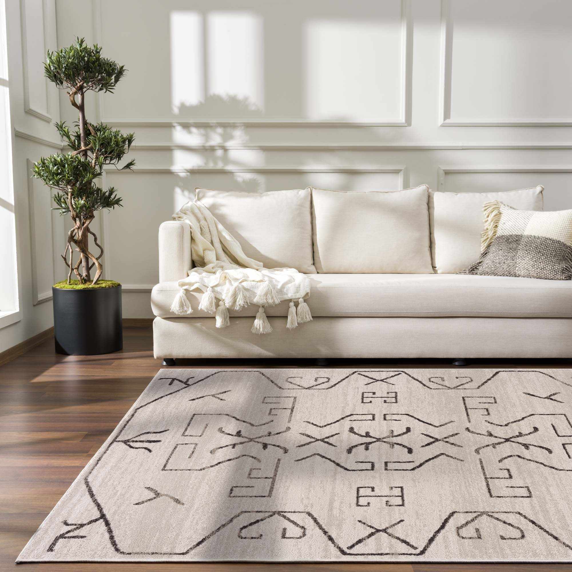 Azzan Cream & Charcoal Area Rug - Clearance - Image 9