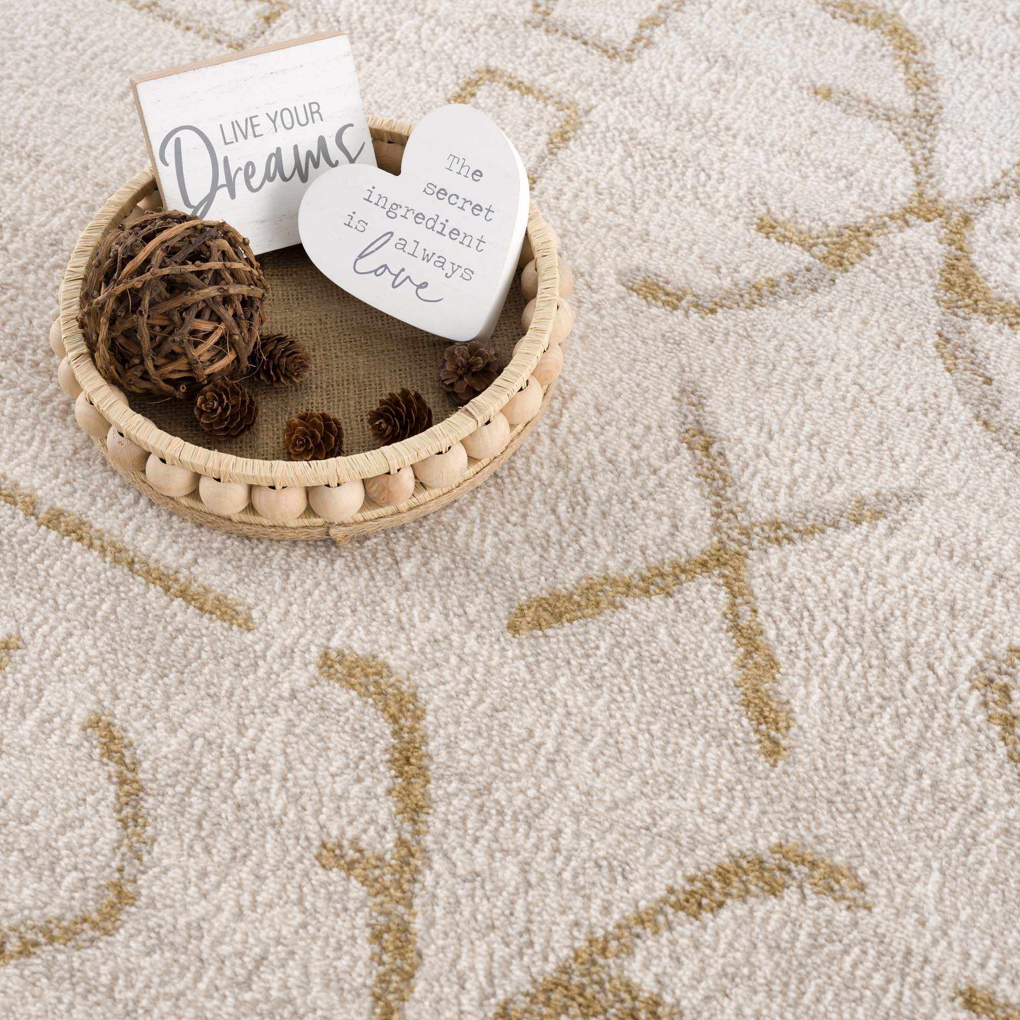 Azzan Cream & Gold Area Rug - Clearance - Image 11