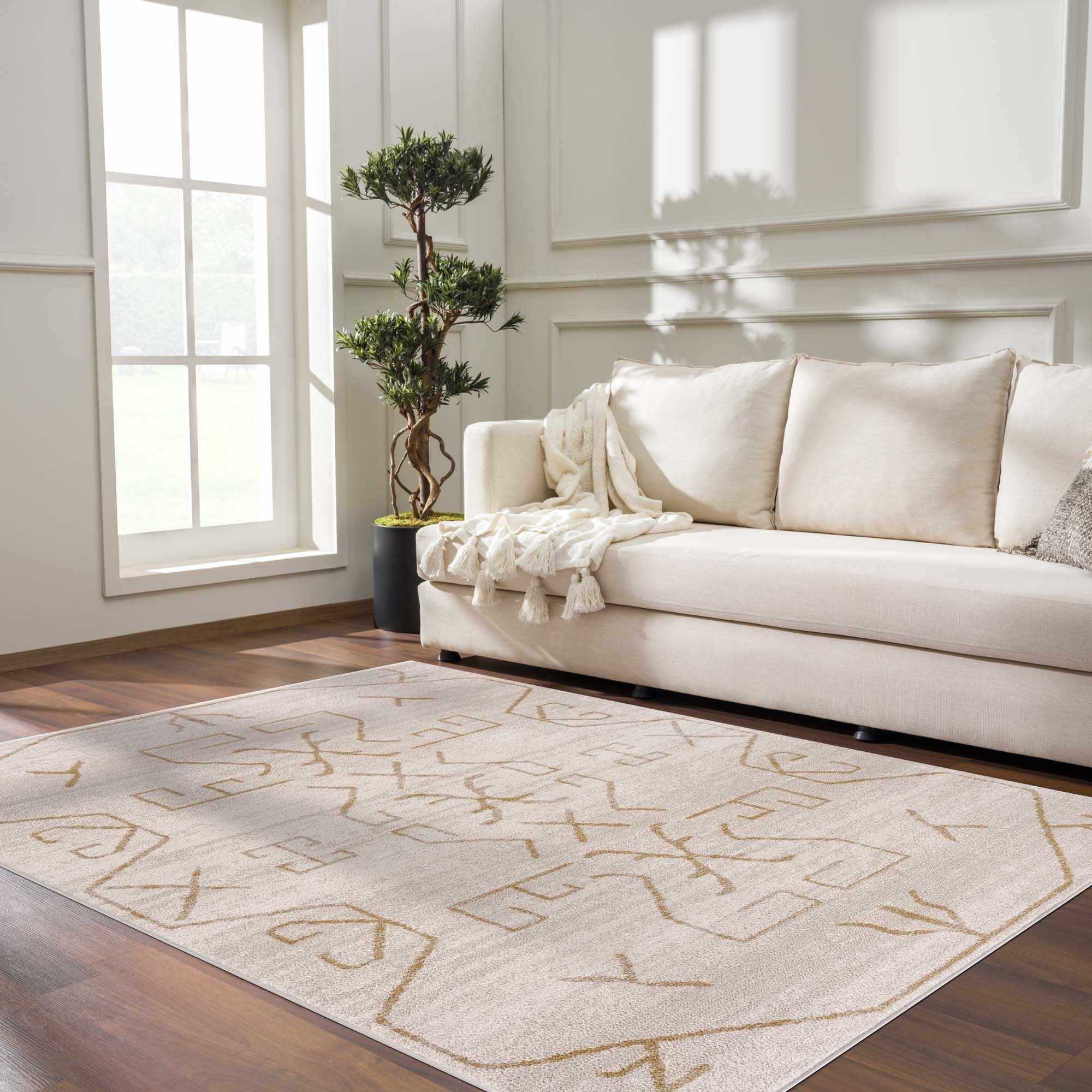 Azzan Cream & Gold Area Rug - Clearance - Image 2
